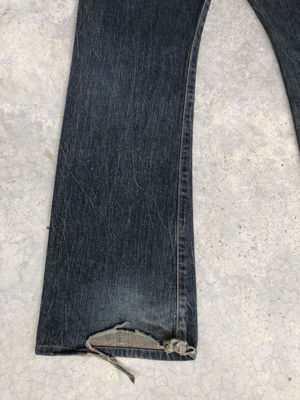 If Six Was Nine Japanese Edwin 505s Flared Jeans Mudwash Distressed Denim Size US 32 / EU 48 - 11 Thumbnail