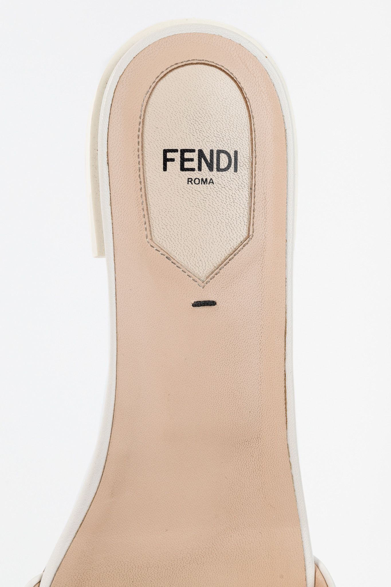 Fendi Fendi White FF-Embossed Leather Mules Size US 9 / IT 39 - 10 Thumbnail