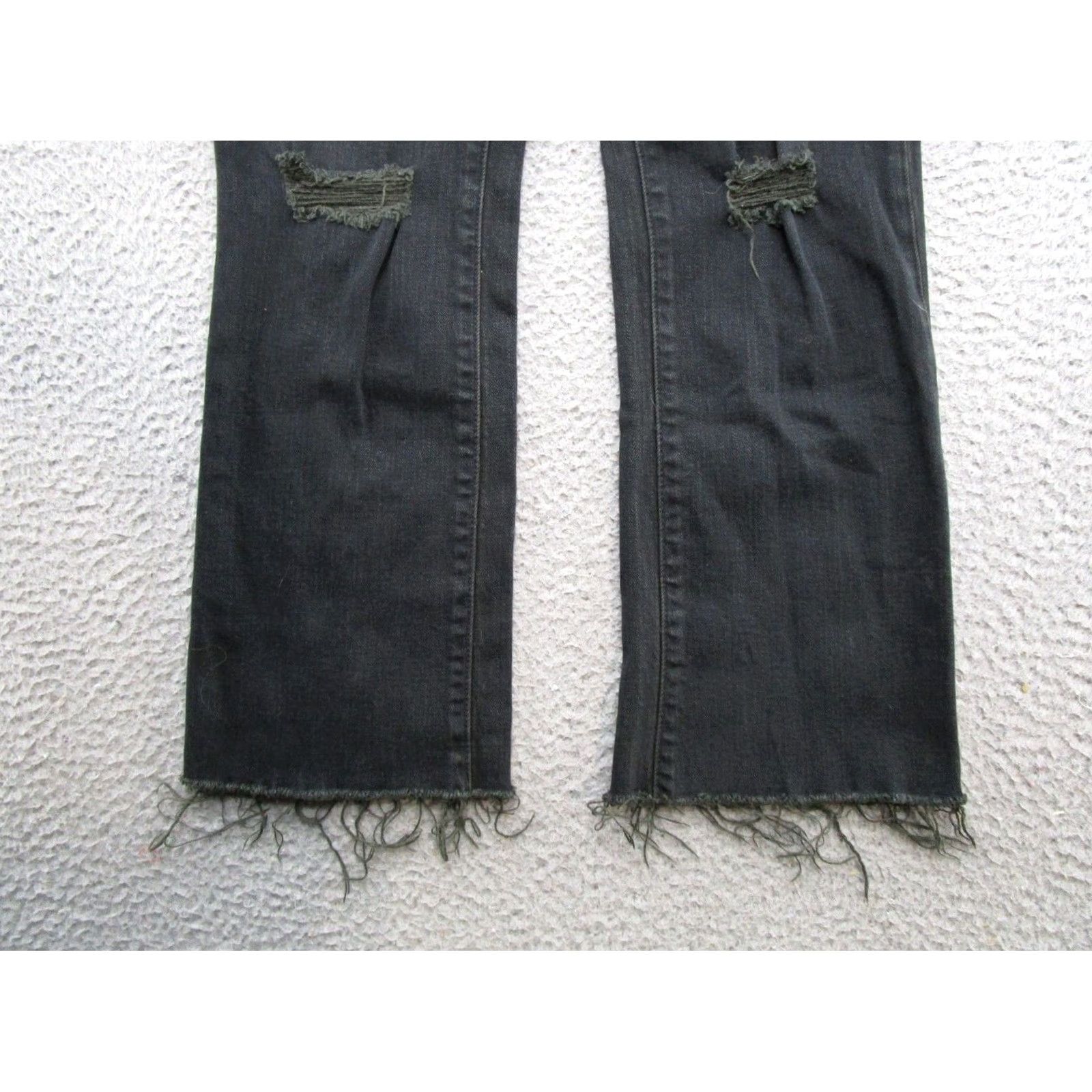 Denime DAZE Jeans Women Black Stretch Distressed Denim Size 25 Bootcut Raw Hem Size 42" / US 20 - 2 Thumbnail