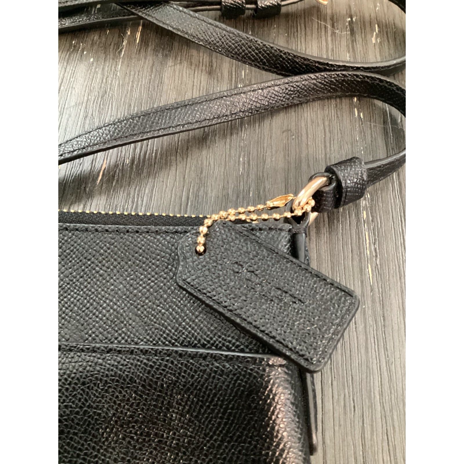 Coach VINTAGE Coach Kitt Messenger Crossbody Black/Gold Leather Small File Bag (Medium) Womens Size ONE SIZE - 2 Thumbnail