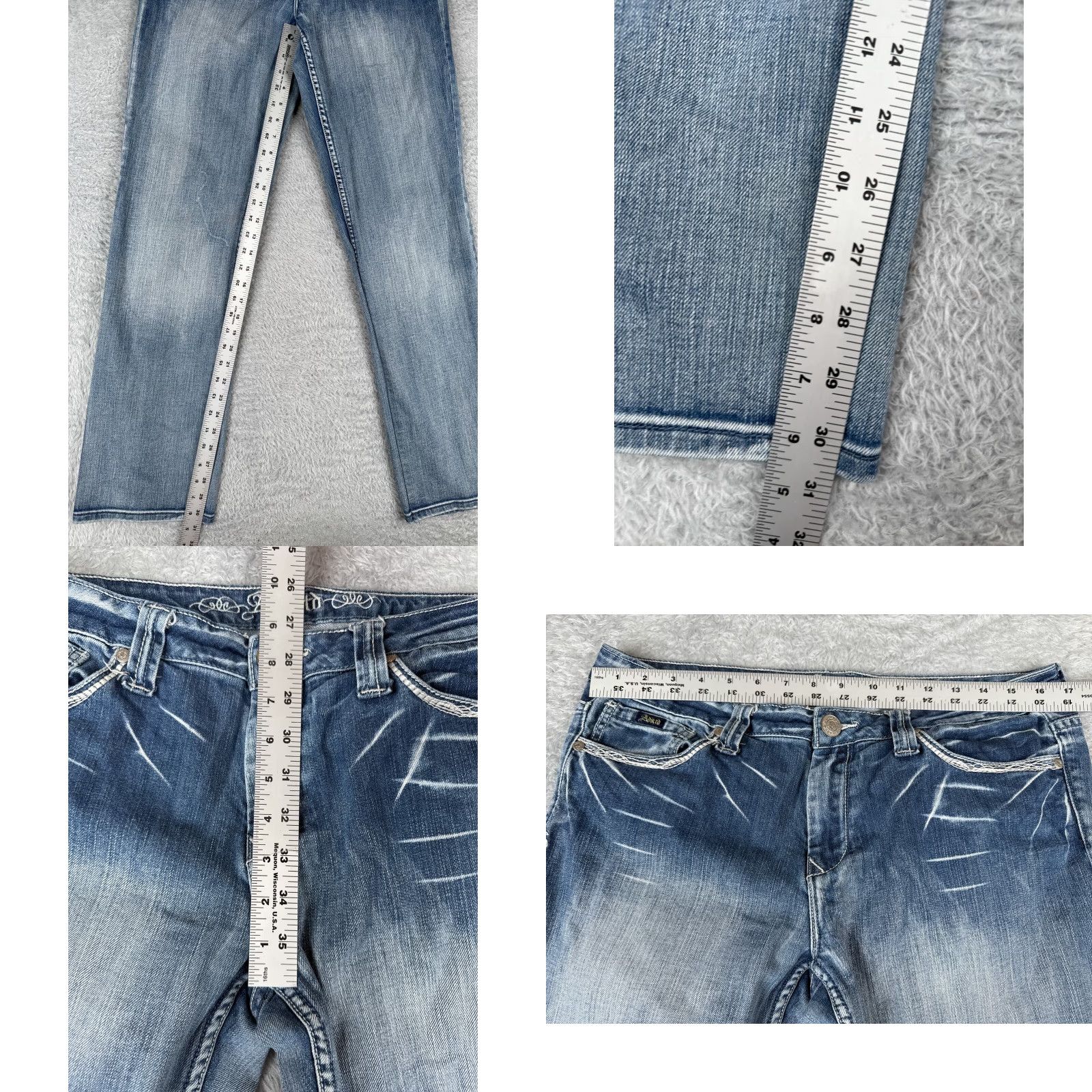 Denime Adiktd Jeans Women 12 Blue Denim Bootcut Distressed Embellished 33x31 Jeans Size 34" / US 12 / IT 48 - 8 Thumbnail