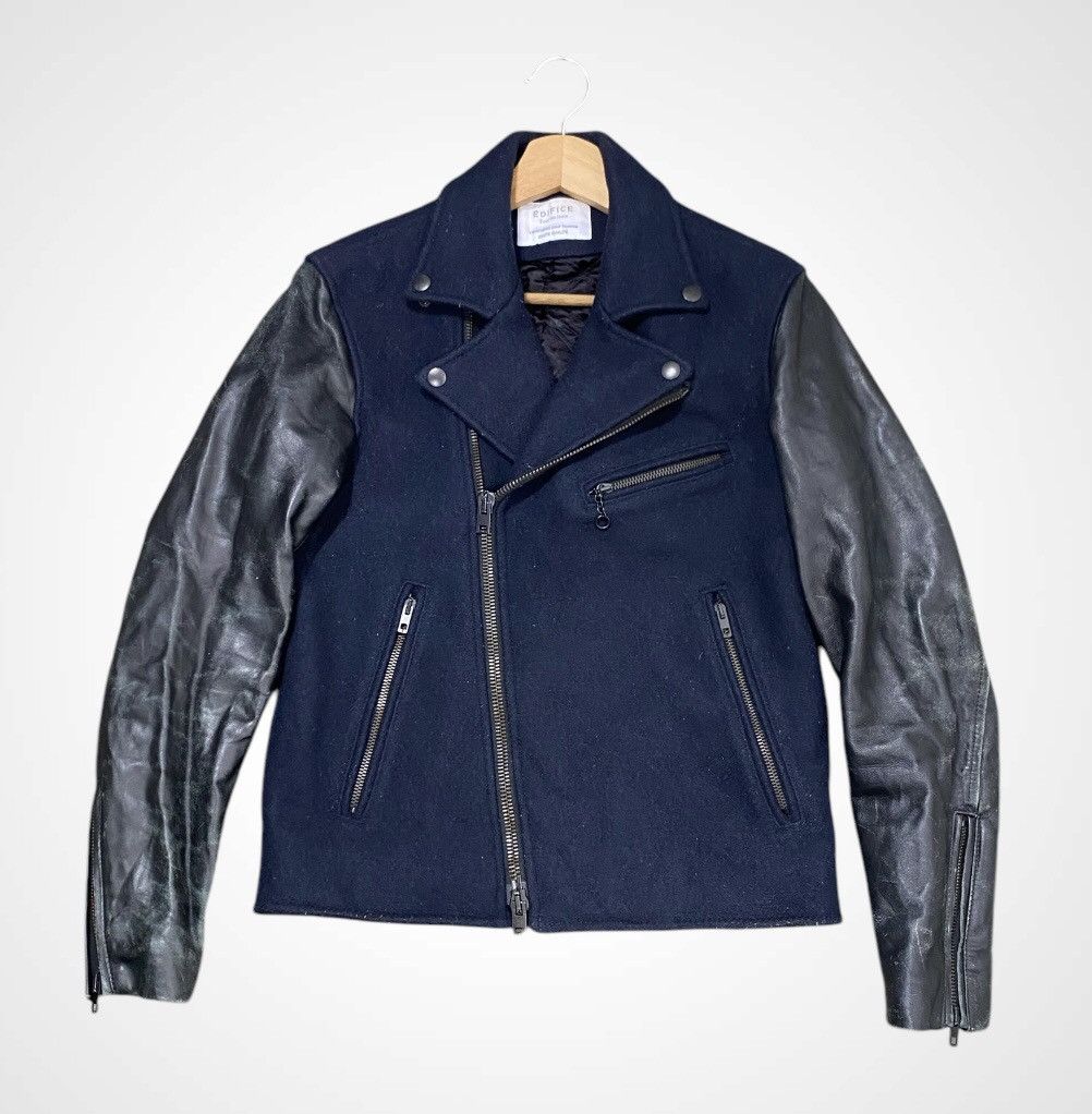 Designer × Edifice Japan A12 Edifice Double Colar Wool Sleeve Leather Jacket Size US S / EU 44-46 / 1 - 1 Thumbnail