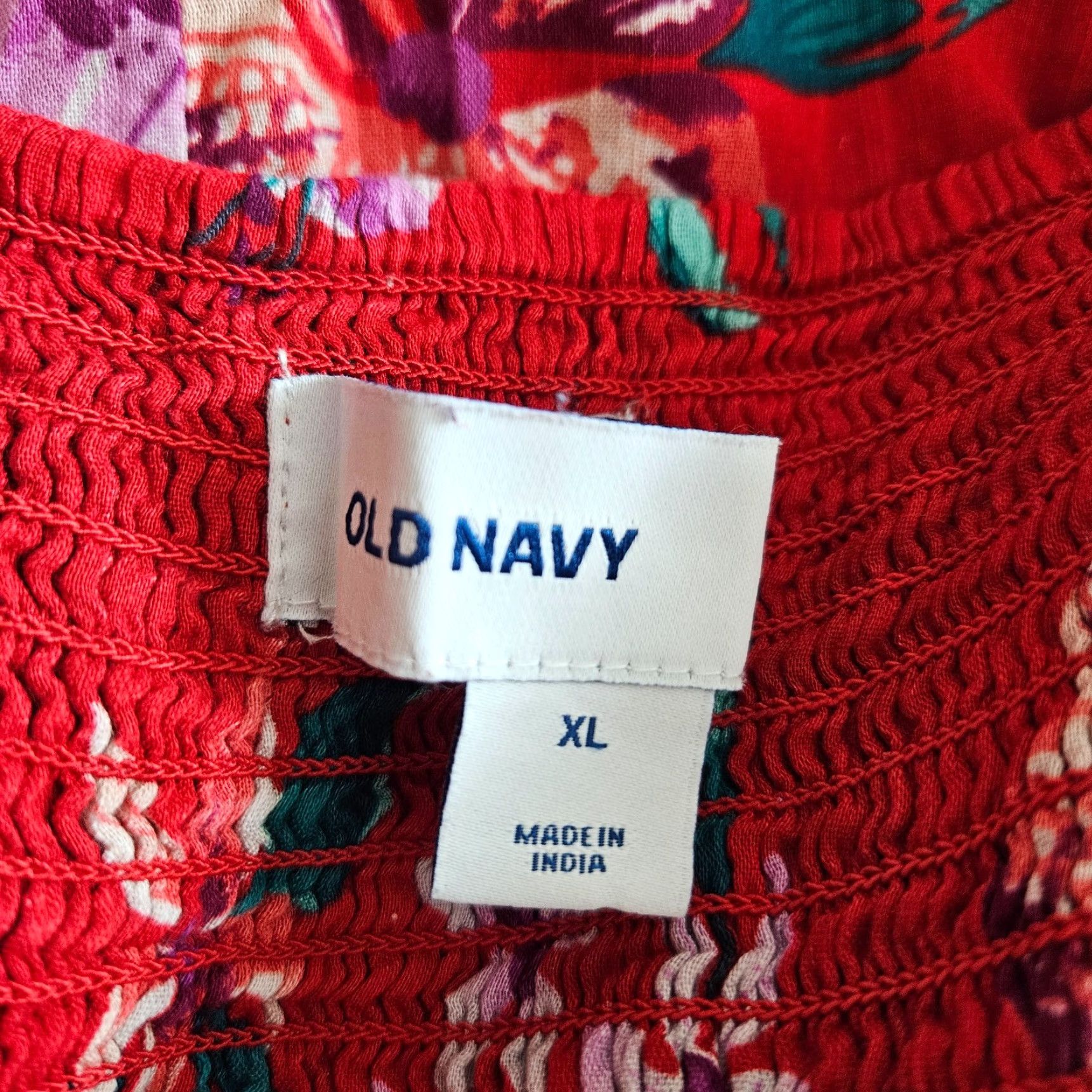 Old Navy Old Navy Womens Cami Dress XL Red Purple Floral Cotton Blend Dress Size XL / US 12-14 / IT 48-50 - 7 Thumbnail