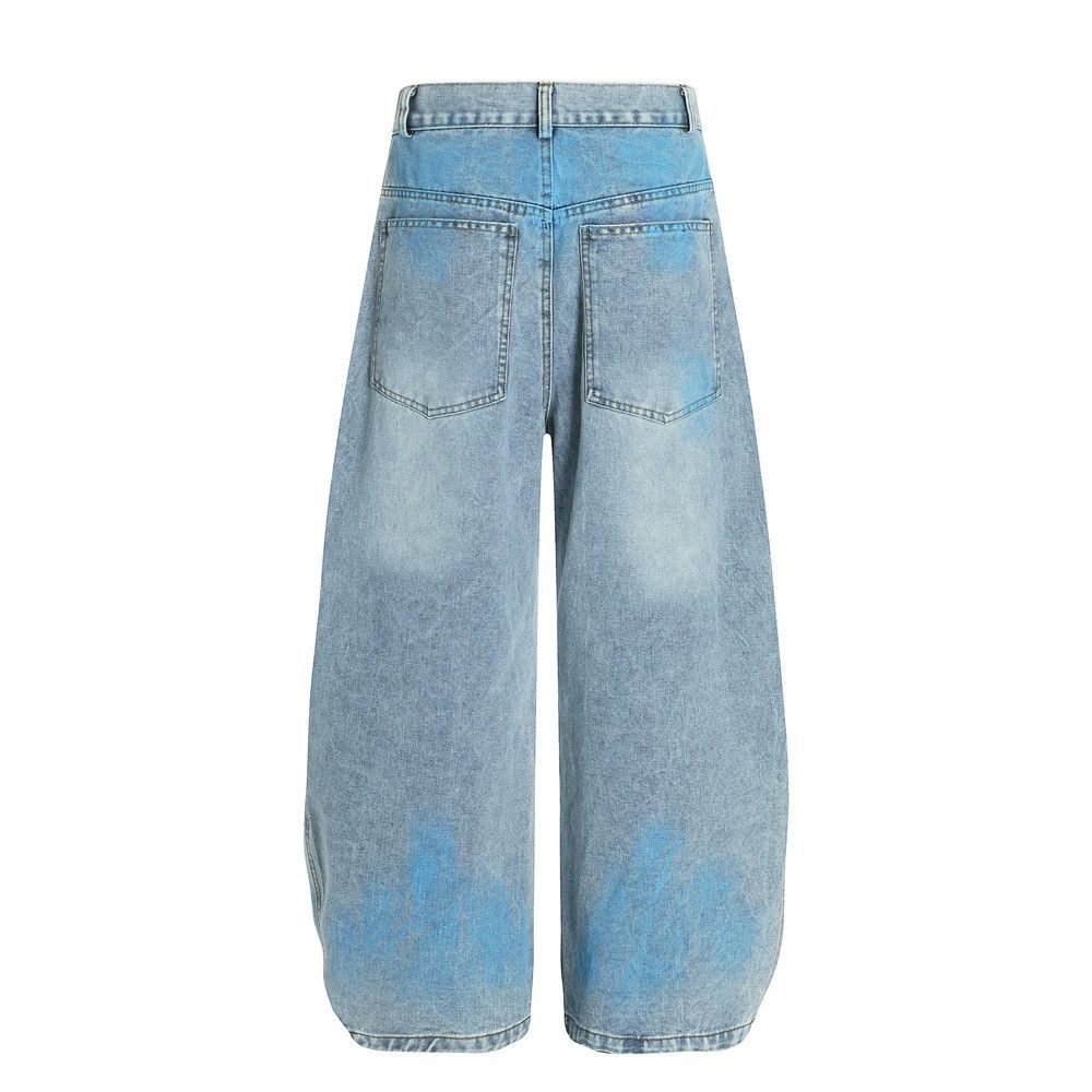 Vintage Men's distressed loose wide-leg ink-washed scimitar jeans Size US 32 / EU 48 - 3 Thumbnail