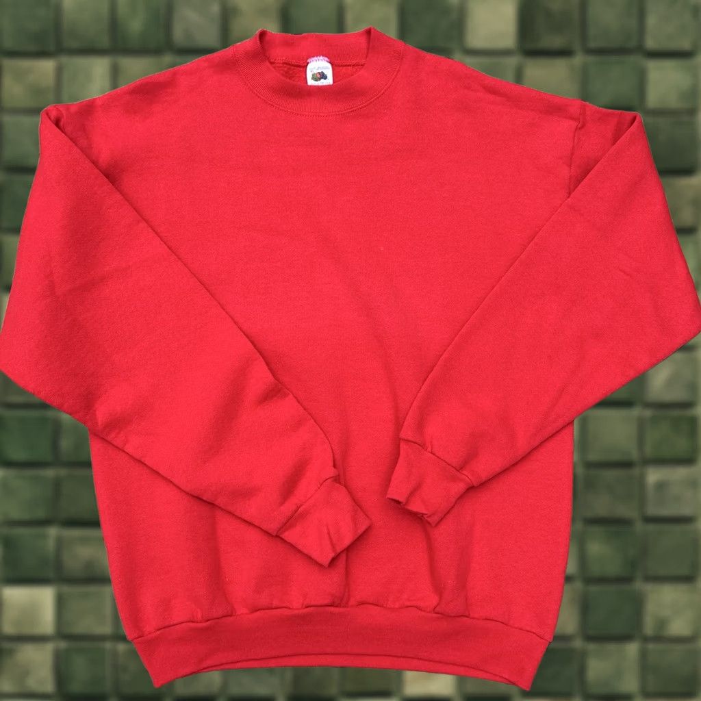 Fruit Of The Loom VINTAGE 90s Fruit of the Loom Red Crewneck Sweatshirt XL USA Made Sweatshirt Mens Pullover Cotton Blend Fleece Solid Long Sleeve Comfort All Seasons Size US XL / EU 56 / 4 - 1 Thumbnail