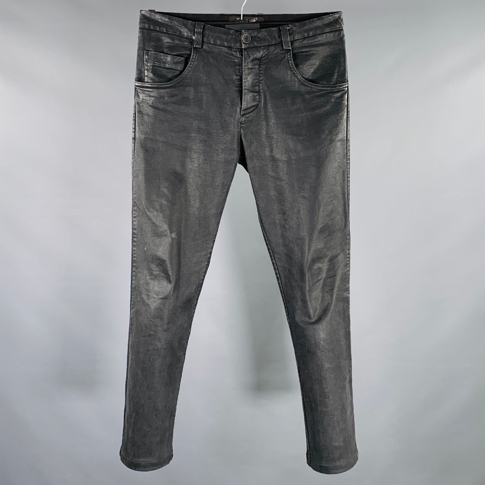 Transit TRANSIT Size XS Grey Charcoal Coated Cotton Blend Jeans Size US 32 / EU 48 - 1 Thumbnail