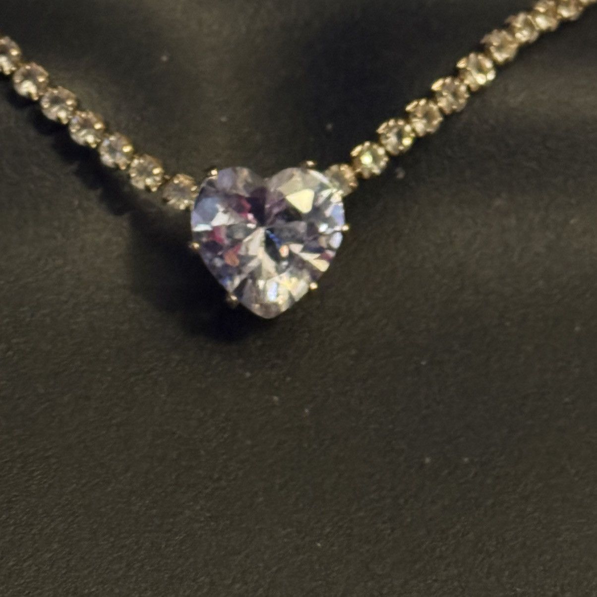 Other Gold tone clear rhinestone heart tennis necklace Size ONE SIZE - 2 Thumbnail