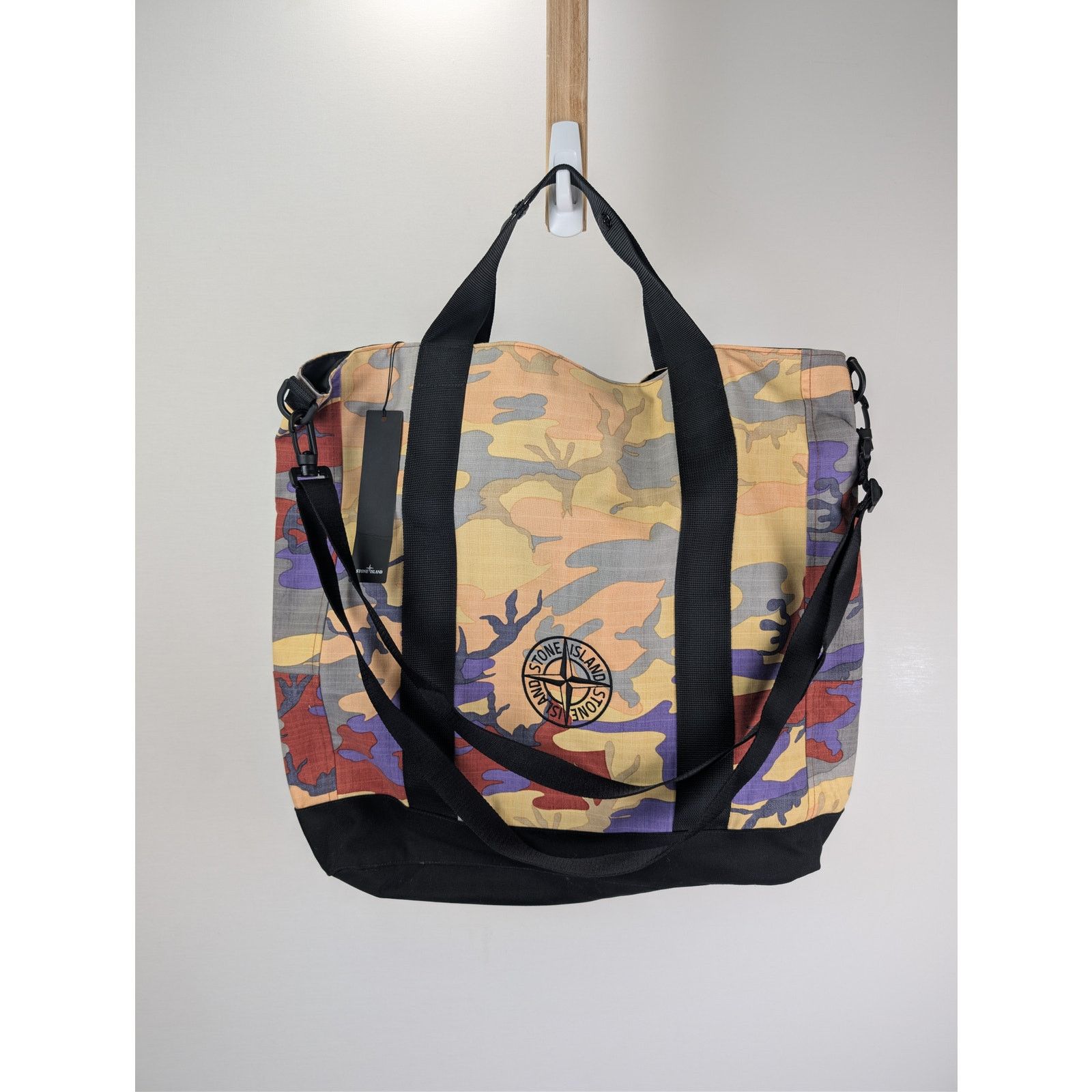 Stone Island o1rshd1 Heritage Camo Large Compass Embroidered Tote Bag Size ONE SIZE - 7 Thumbnail