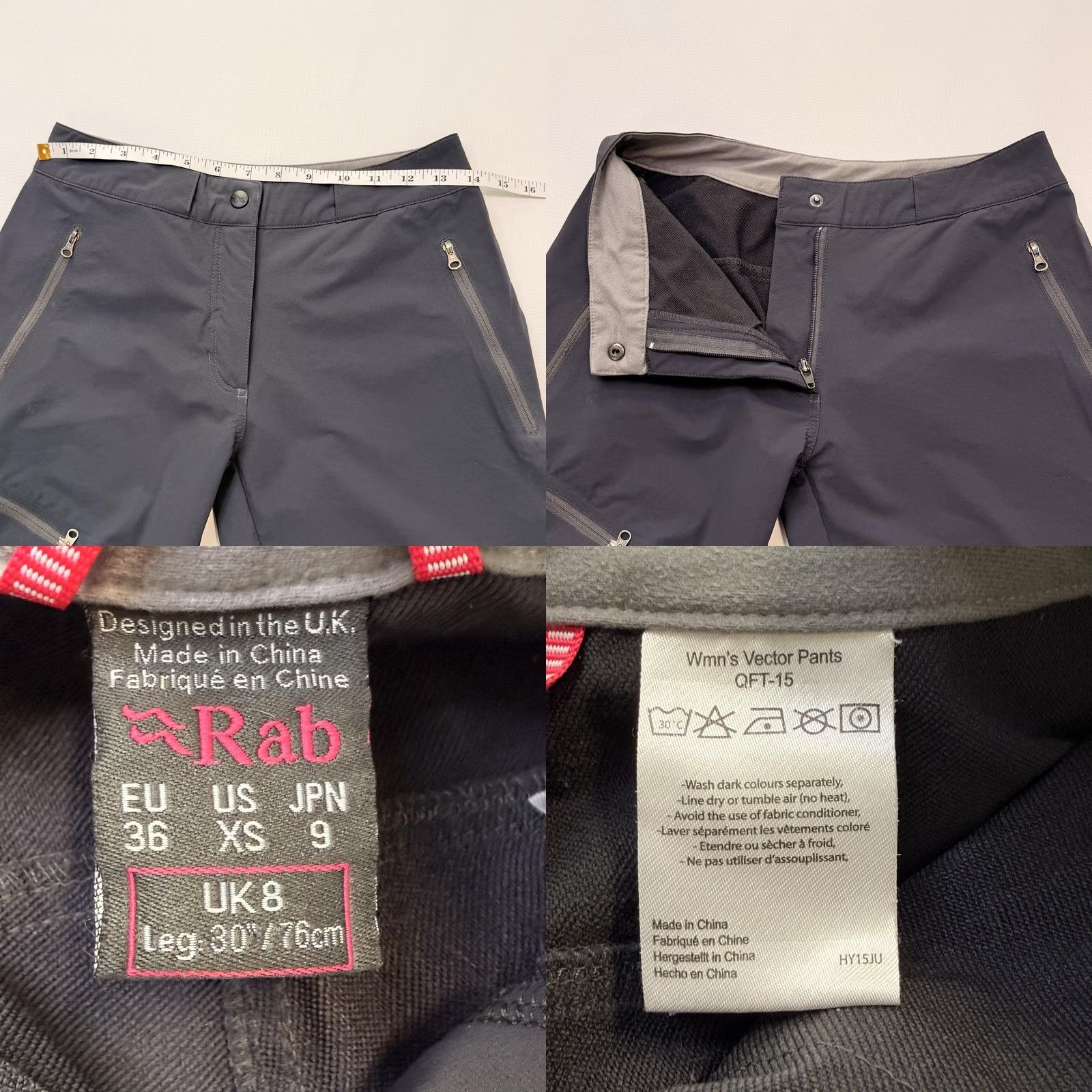 Rab VINTAGE Rab Vector Pants Womens XS Gray Softshell Hiking Zip Pockets Stretch Outdoor Size 26" / US 2 / IT 38 - 8 Thumbnail