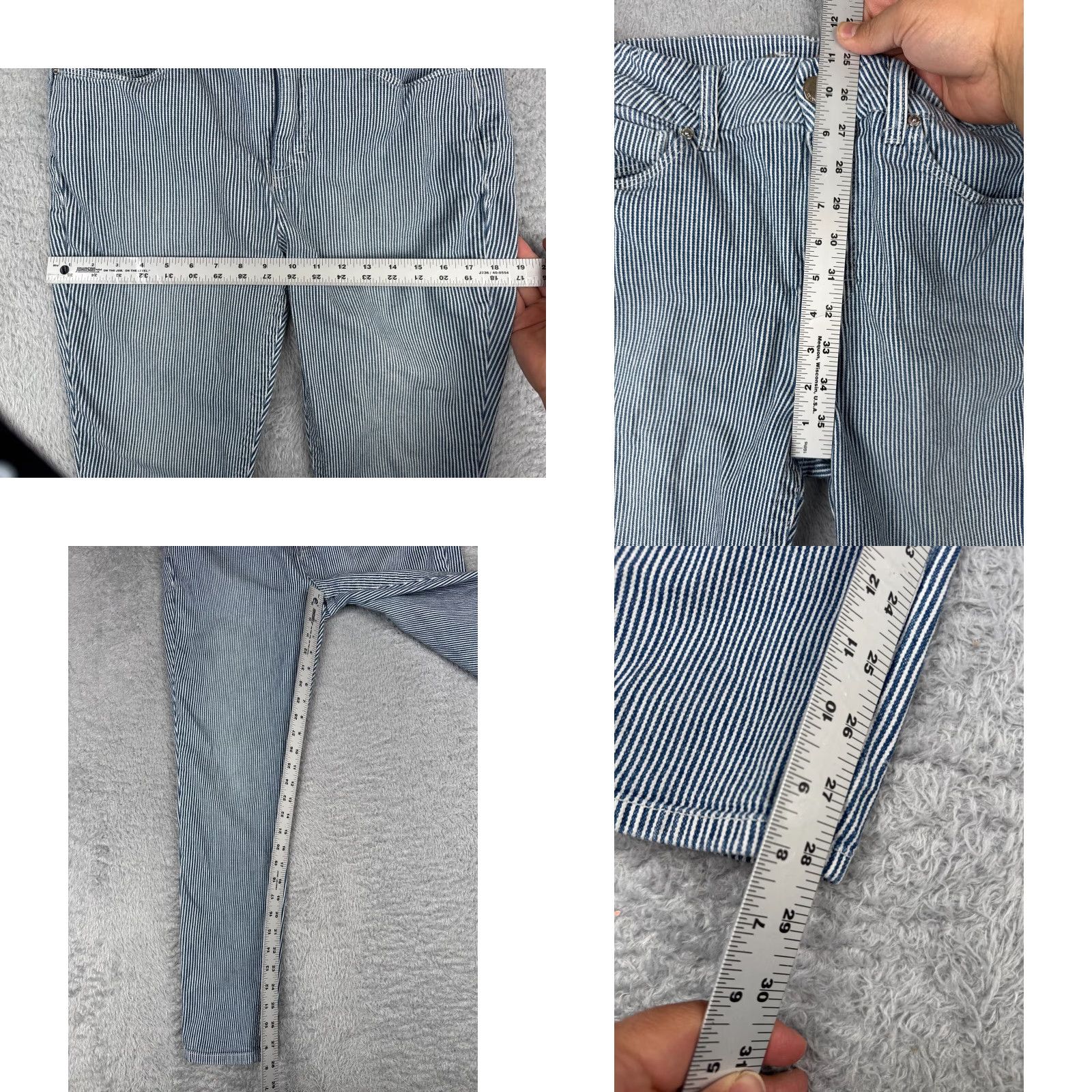 Vintage Seven7 Jeans Women High Rise Blue White Stripe Denim Skinny 32x28 Regular 12 Adult Jeans Womens Girls? Size 34" / US 12 / IT 48 - 9 Thumbnail