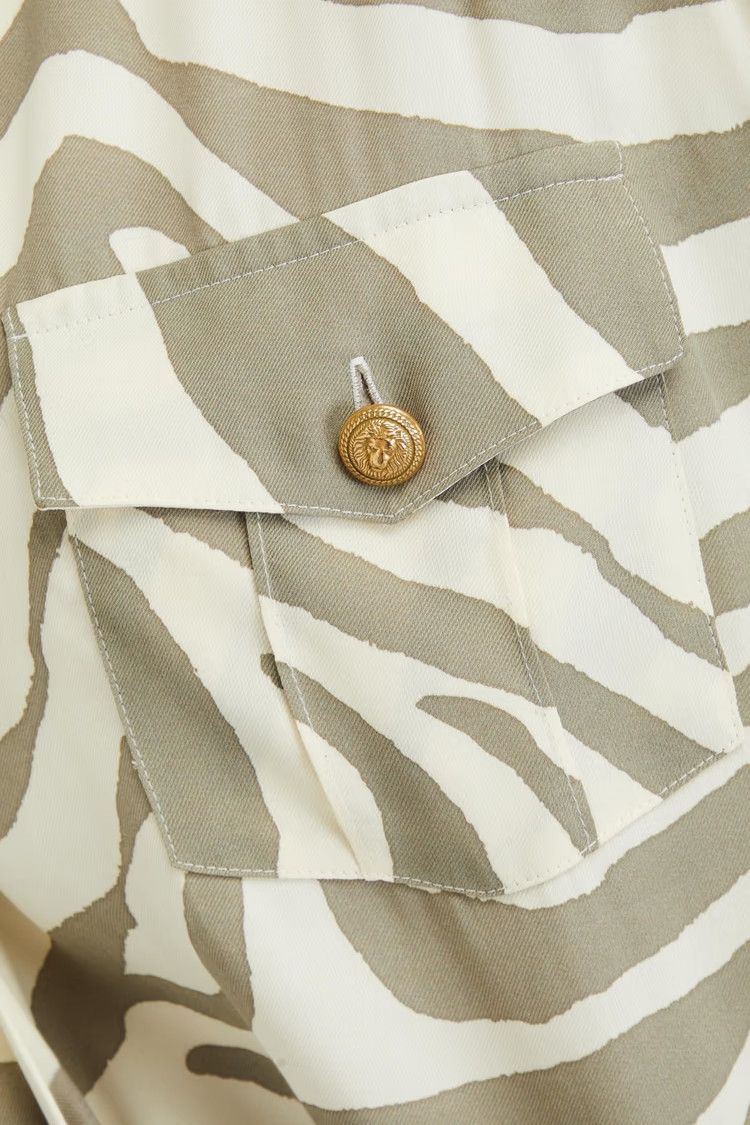 Balmain o1y0525 Mini Dress in Sage Green/White Size M / US 6-8 / IT 42-44 - 4 Thumbnail