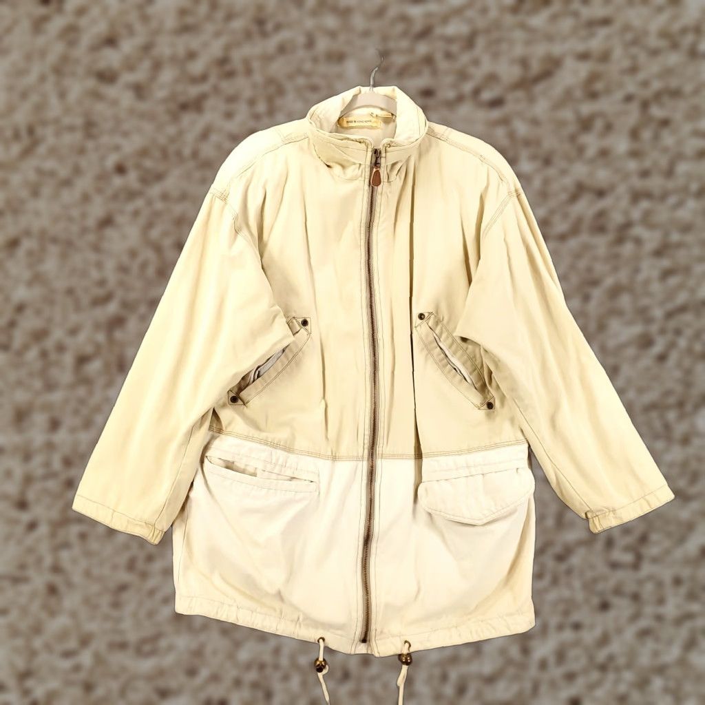 Vintage VINTAGE JLC Jacket Womens Oversized Small Light Beige Ivory Canvas Zip Shirt Regular Ladies Beige Classic Casual Travel Pockets 90s? Size S / US 4 / IT 40 - 1 Thumbnail