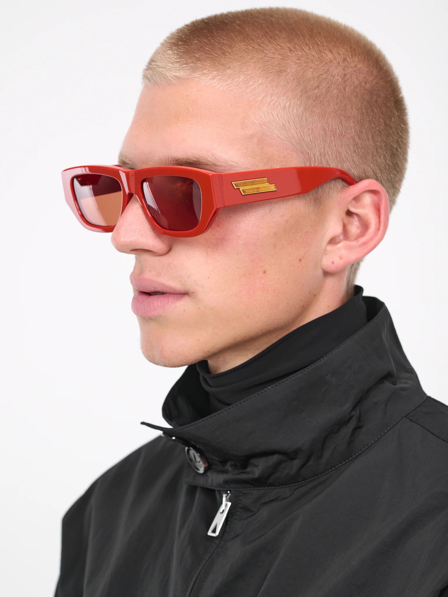 Bottega Veneta Orange Bolt BV1252S Acetate Rectangular Sunglasses Size ONE SIZE - 1 Thumbnail