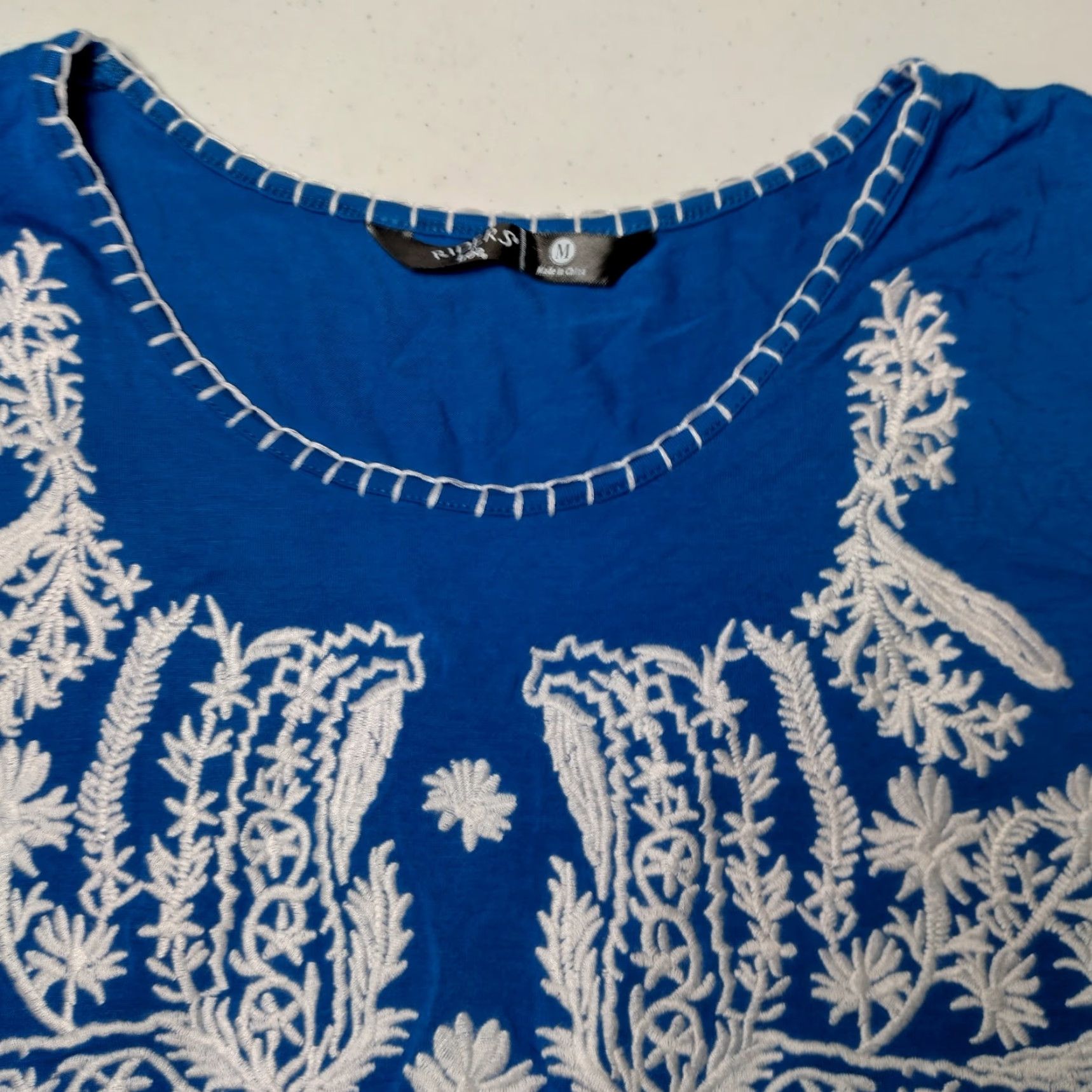 Vintage VINTAGE Riders By Lee Women's Dress Medium Sleeveless Boho Knit Embroidered Floral Royal Blue Summer Size M / US 6-8 / IT 42-44 - 7 Thumbnail