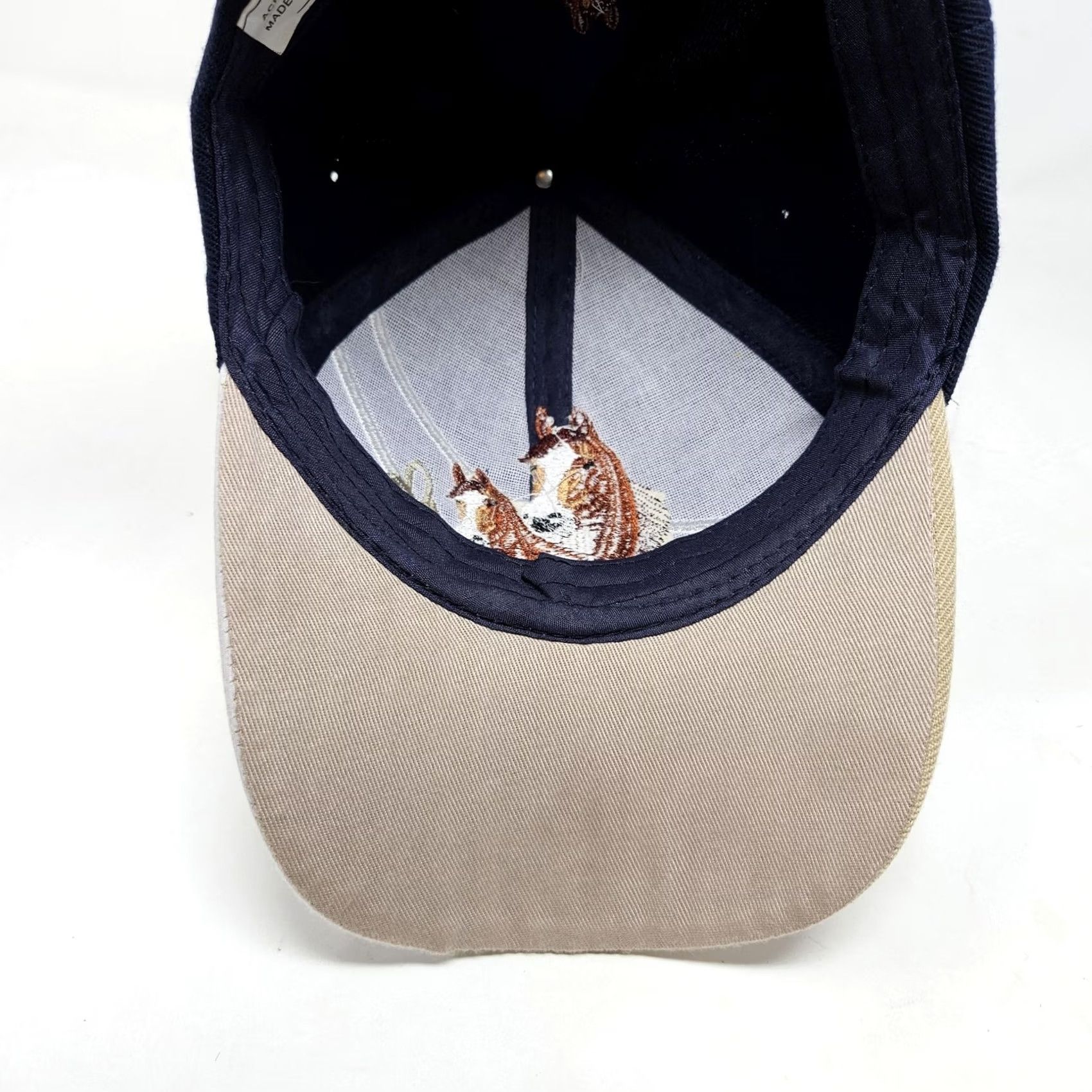 Vintage VINTAGE Horse Hat Cap Strap Back Embroidered Navy Tan White Equestrian Graphic Mens Size ONE SIZE - 6 Thumbnail