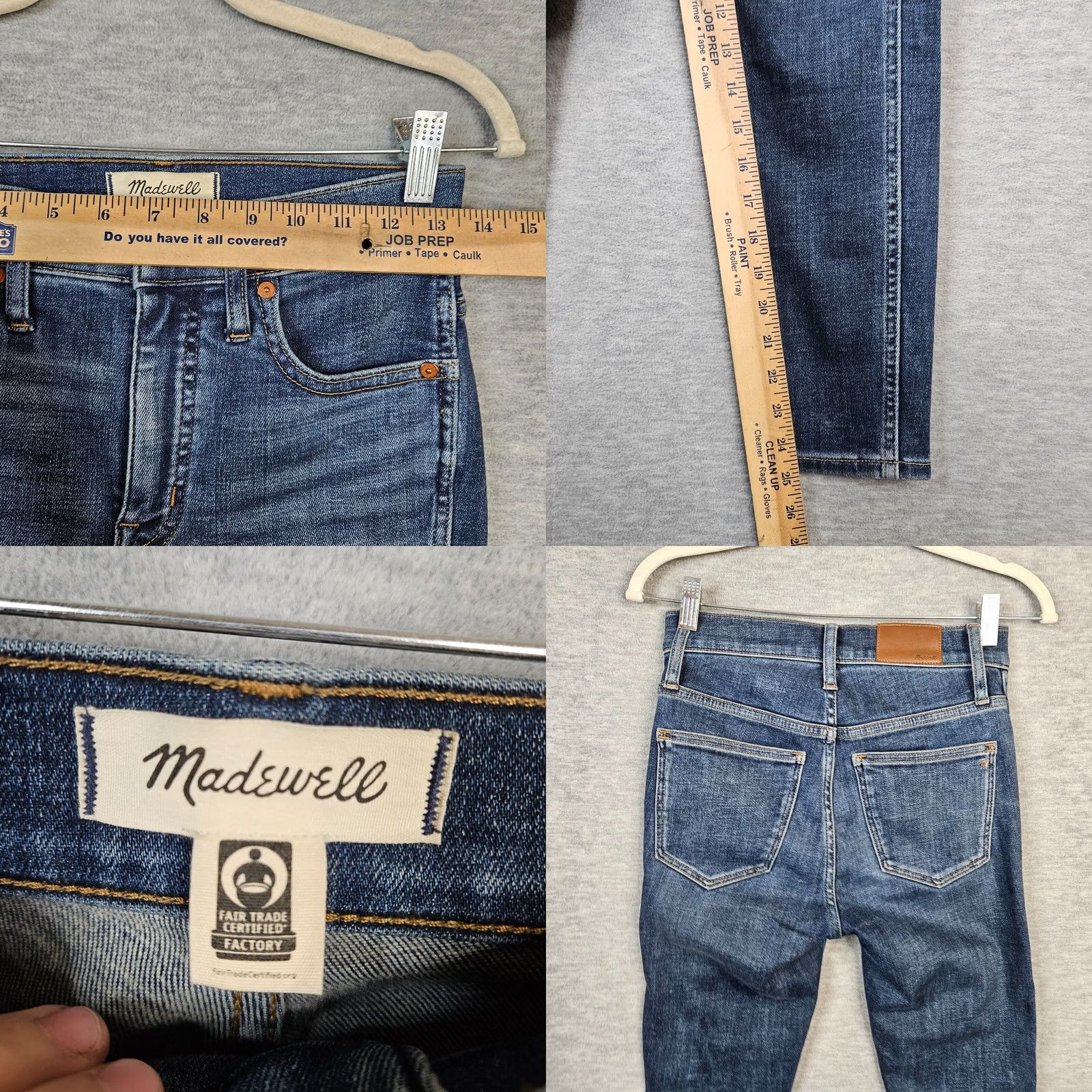 Madewell Madewell Jeans 25 Petite 10" High Rise Skinny Five Pockets Blue Denim Vintage No Size 42" / US 20 - 8 Thumbnail