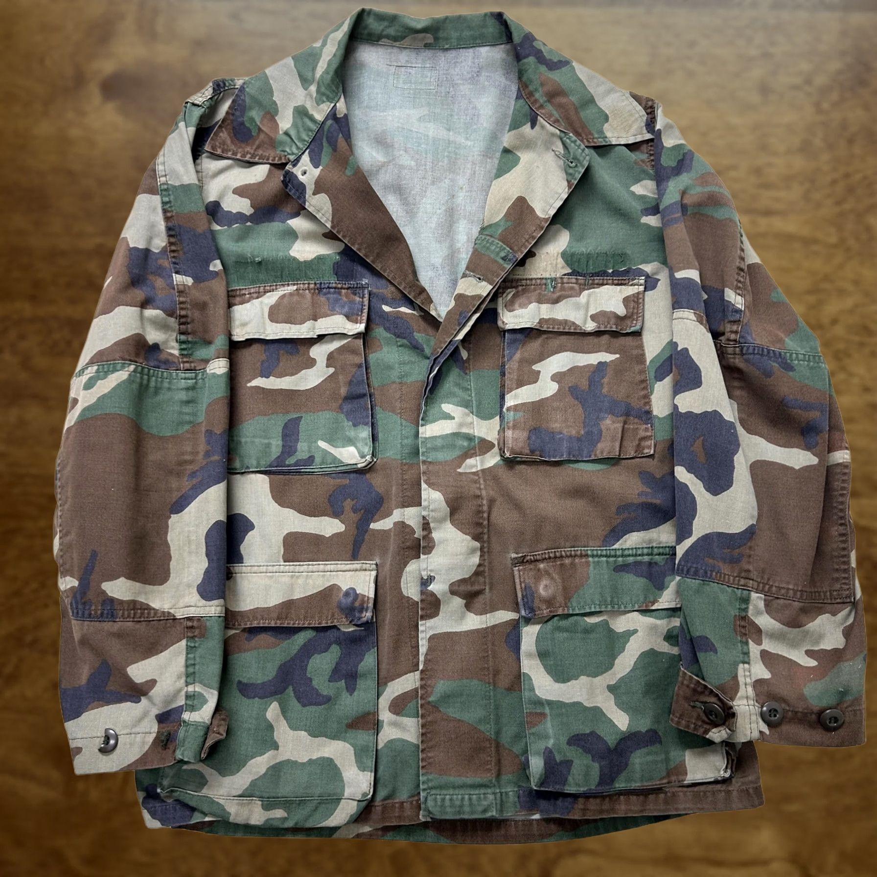 Vintage Camo Field Jacket Mens L Green Cotton Button Pockets Outdoor Workwear Size US L / EU 52-54 / 3 - 1 Thumbnail