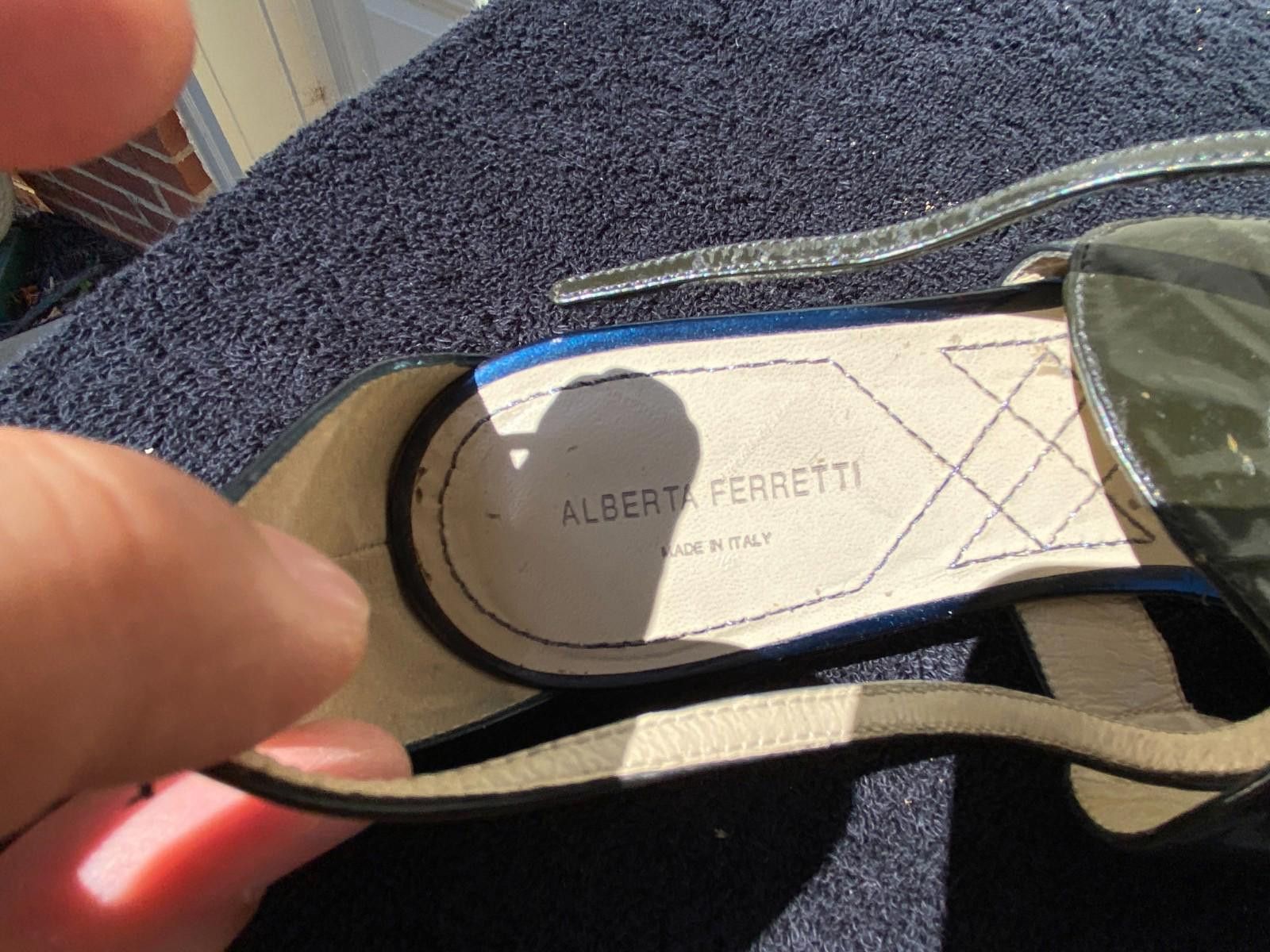 Alberta Ferretti Women Alberta Ferretti X Strap Slingback Flat 37.5 Blue S622 Size US 7 / IT 37 - 7 Thumbnail