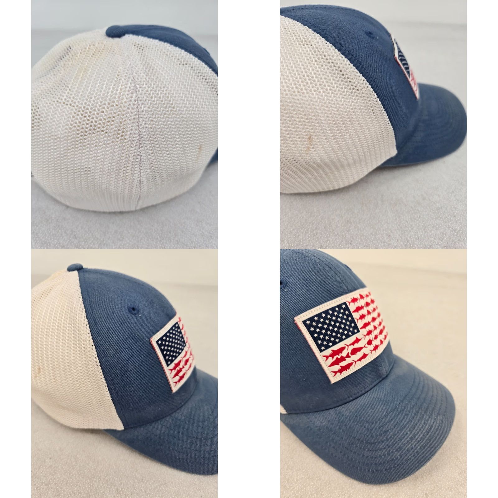 Vintage Columbia Hat Cap L/XL Blue Red Fitted Flexfit PFG Fishing USA Flag Outdoors Mens Size ONE SIZE - 9 Thumbnail