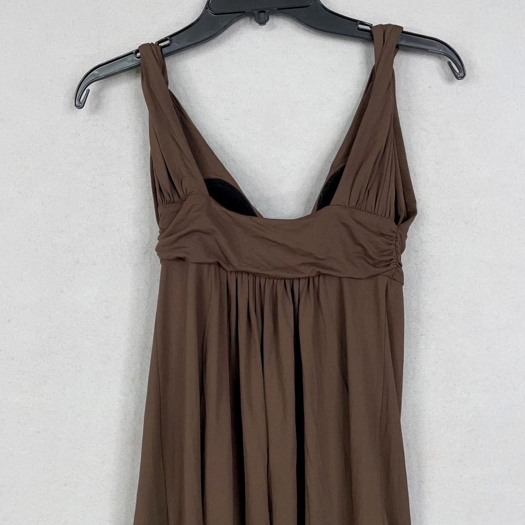 Vintage Carmen Marc Valvo Swim Dress Womens XSmall Brown Halter Empire Waist Cover Up Size XS / US 0-2 / IT 36-38 - 5 Thumbnail