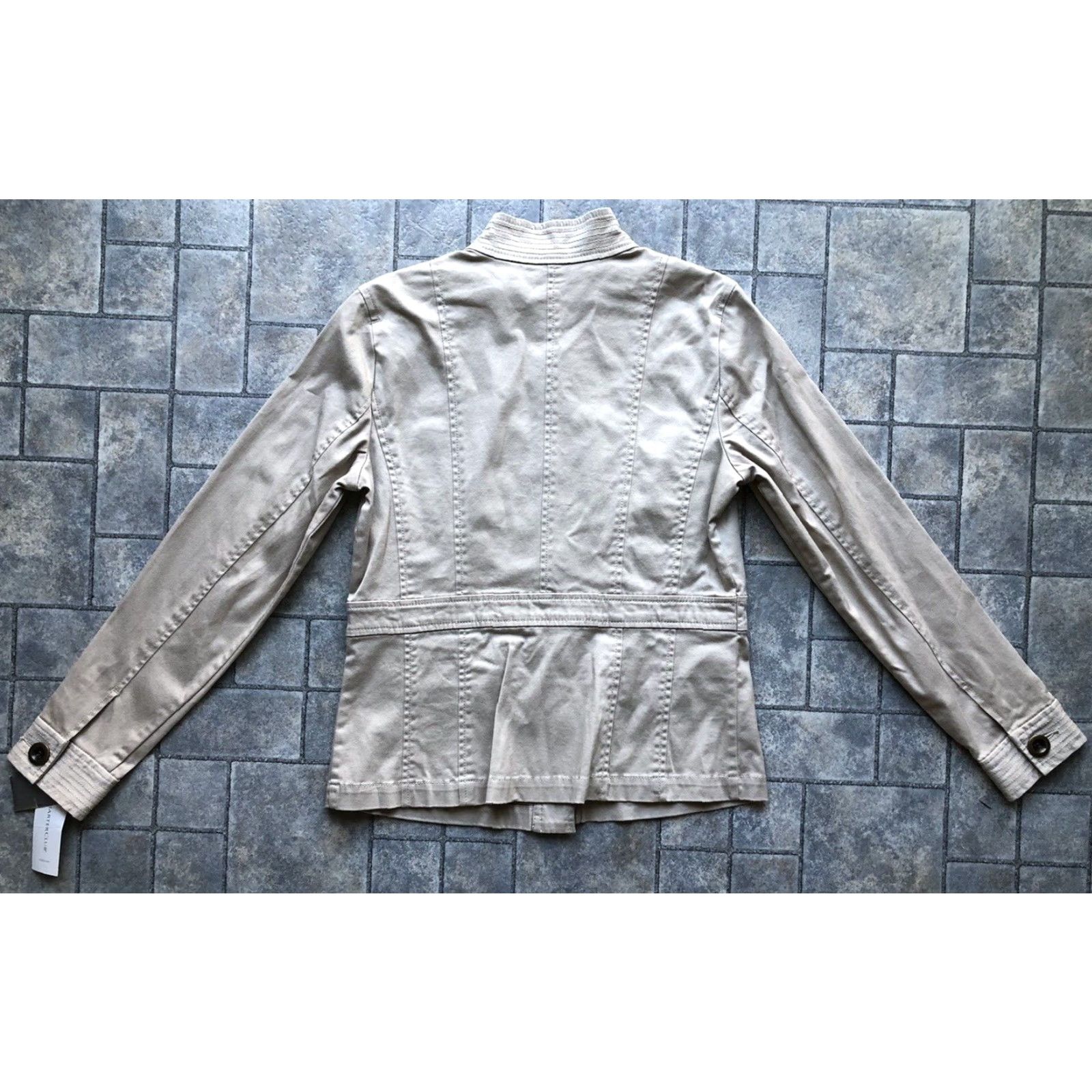 Charter Club NWT Charter Club Womens Jacket S Sand Beige Button Up Cotton Spandex Pockets Size S / US 4 / IT 40 - 2 Thumbnail