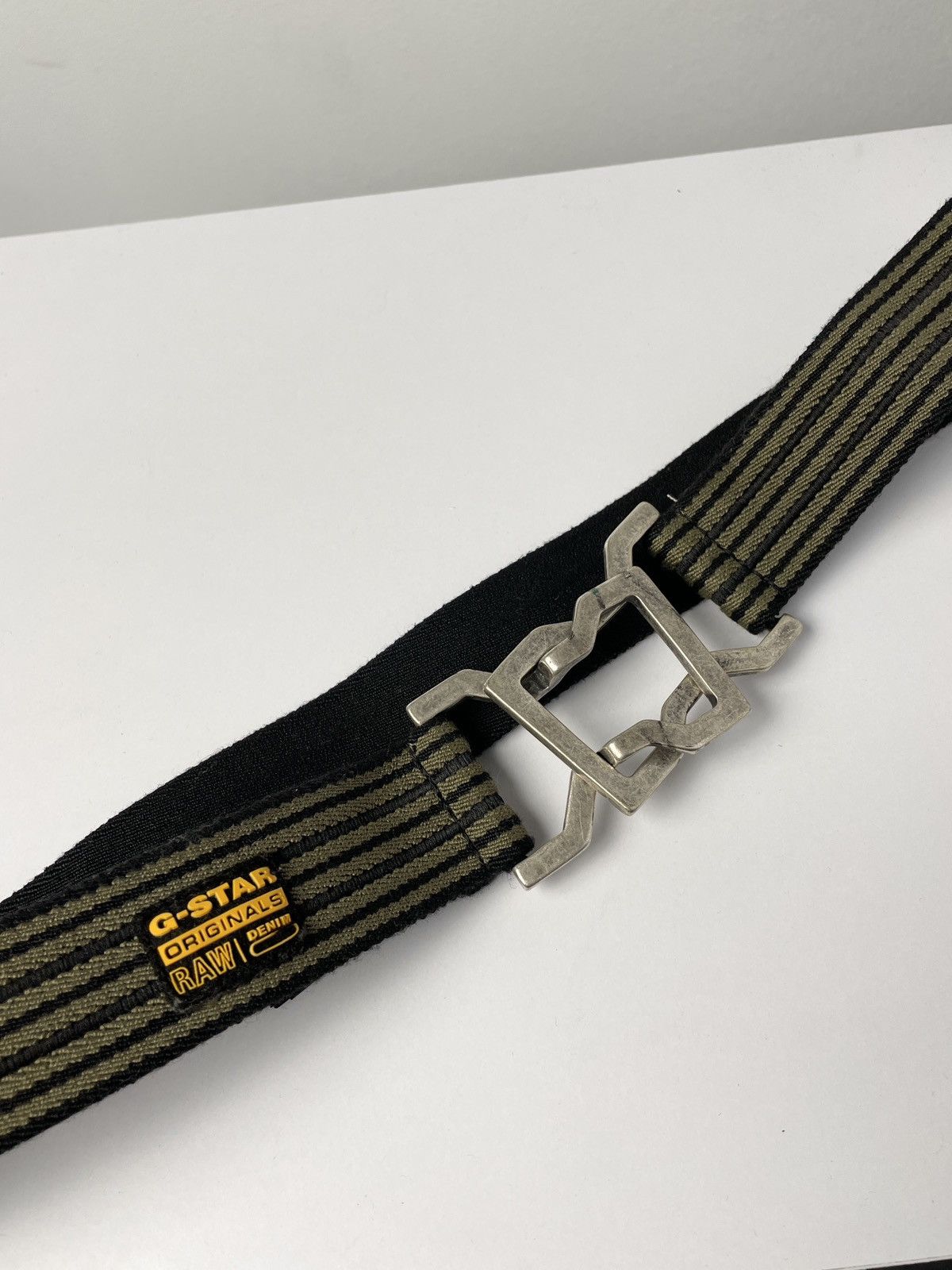 G-Star × Vintage 🦎VINTAGE🦎 G Star Raw Military elastic striped Y2K Belt Size 36 - 2 Thumbnail