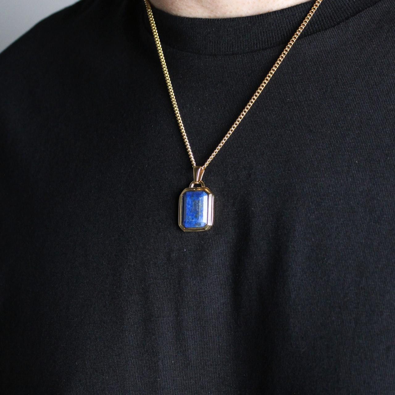 Jewelry Gold Lapis Lazuli Pendant Necklace Size ONE SIZE - 1 Thumbnail