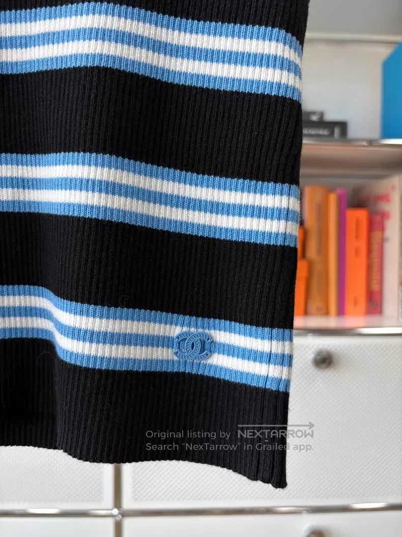 Chanel Chanel 24A black blue and white striped knitted vest Size XXS / US 00 / IT 34 - 3 Thumbnail