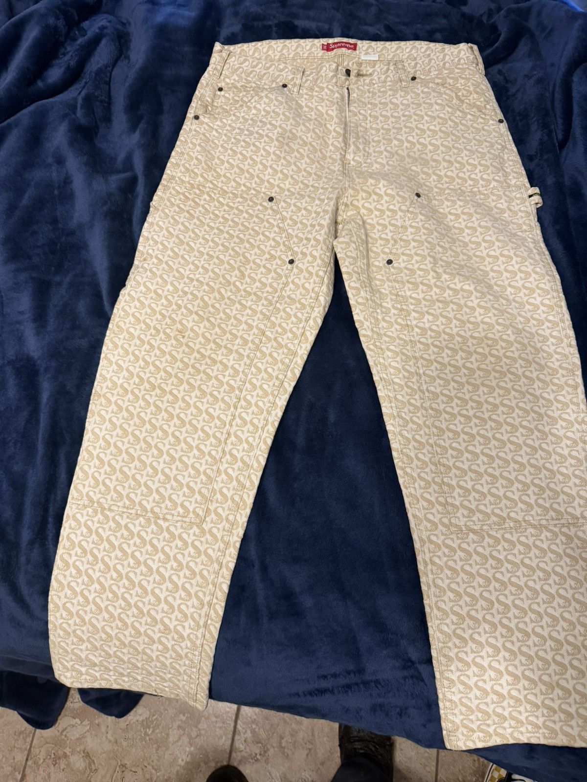 Supreme Supreme Monogram Double Knee Denim Painter Pants Tan FW21 Size US 36 / EU 52 - 6 Thumbnail