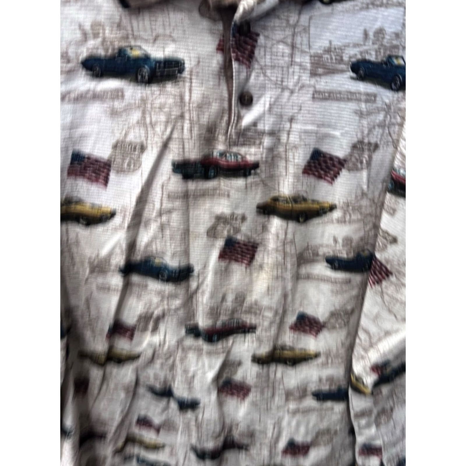 Vintage American Summer POLO SHIRT XL Short Classic Cars USA Men Size US XL / EU 56 / 4 - 4 Thumbnail