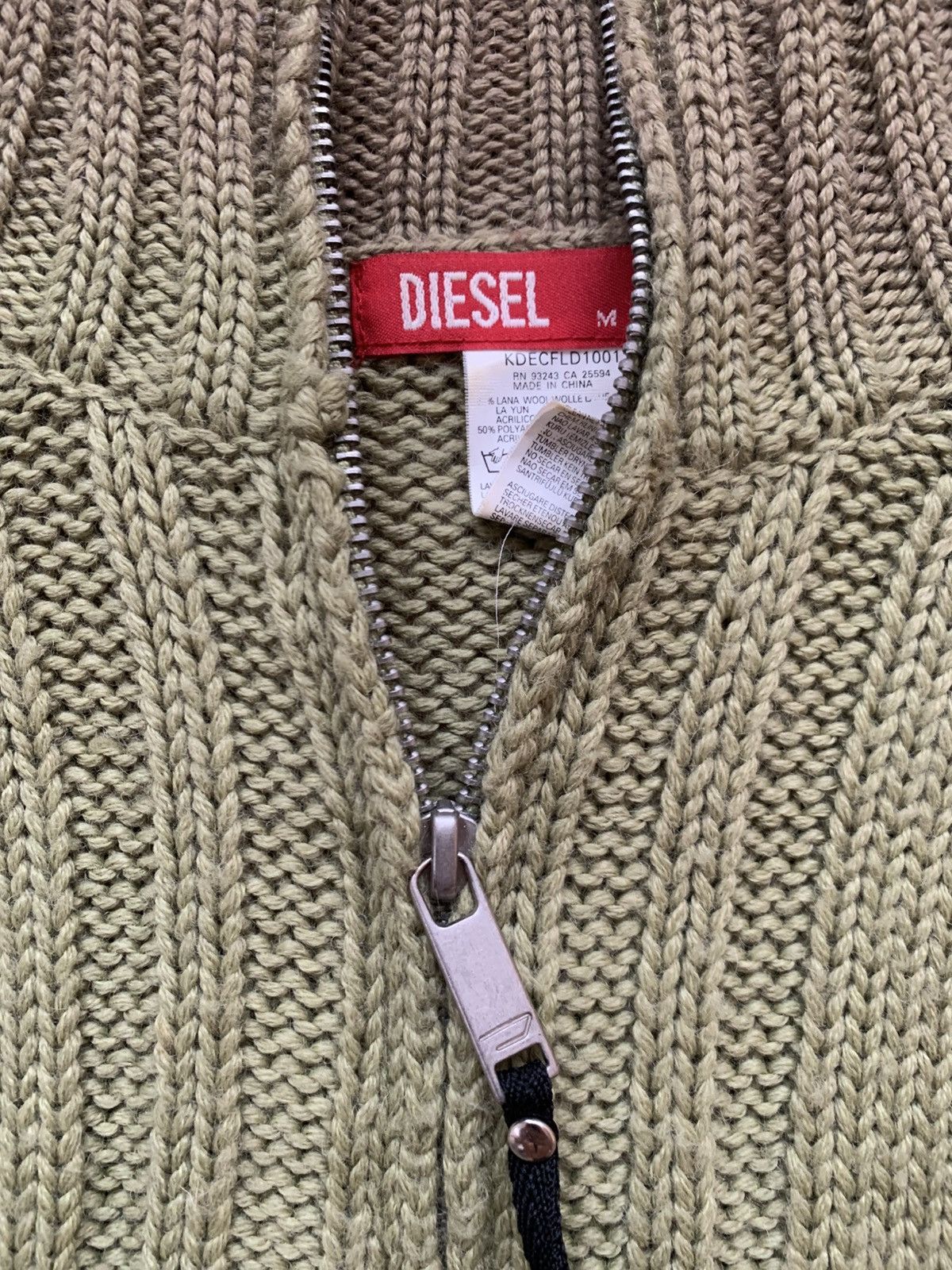 Diesel Diesel | Green Zip-Up Turtleneck Knit Sweater Size US M / EU 48-50 / 2 - 3 Thumbnail