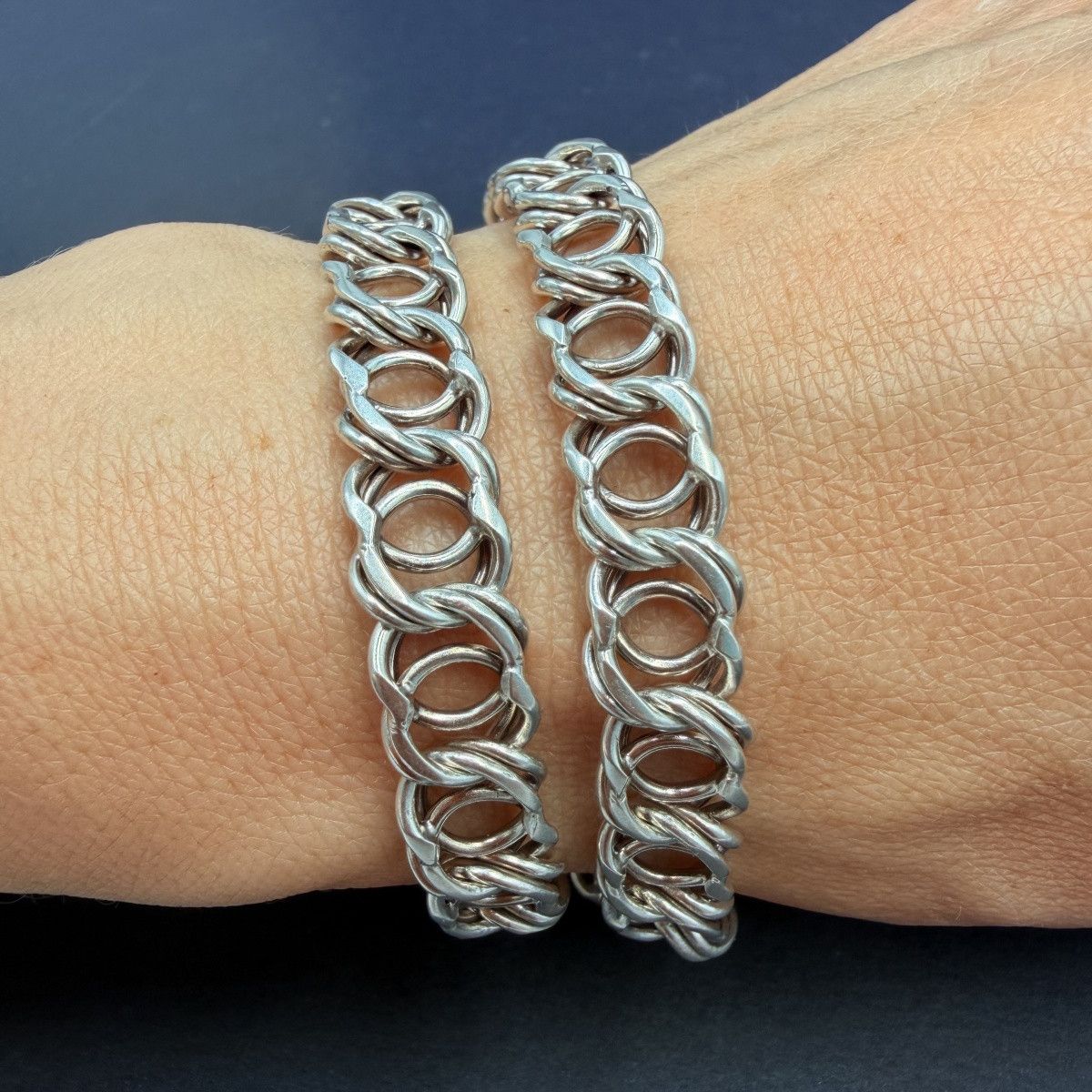 Sterling Silver Heavy 925 Sterling Silver Arabic Bismarck Chain Necklace Size ONE SIZE - 6 Thumbnail
