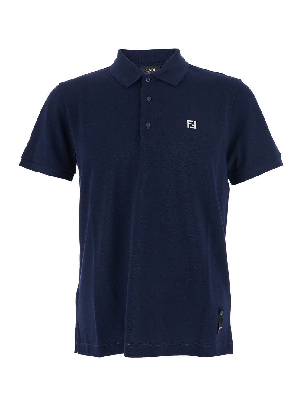 Fendi Blue Polo Shirt with Metallic FF Logo on the Front in Cotton Pique Man Size US XL / EU 56 / 4 - 1 Thumbnail