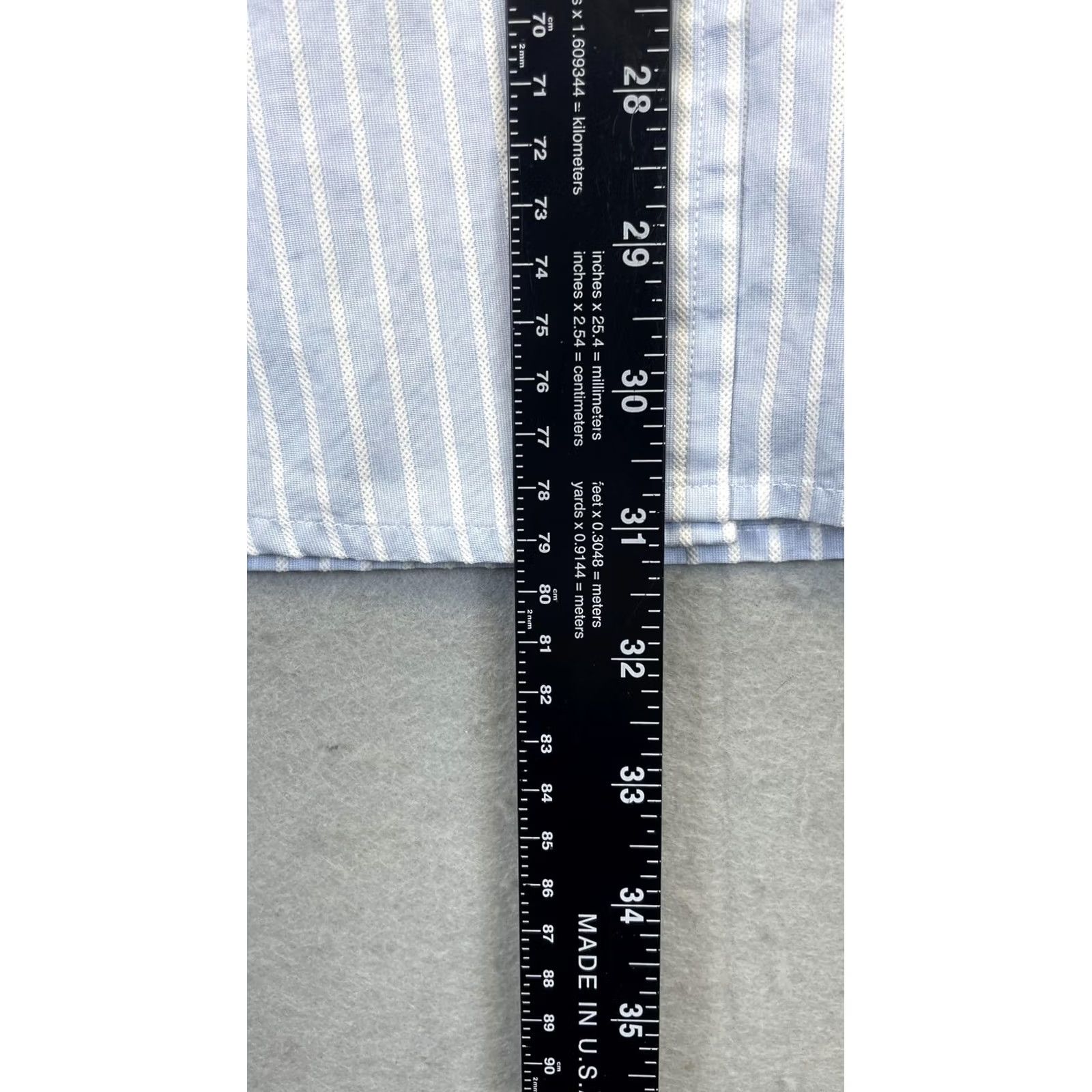 Faconnable Faconnable Mens XL Blue White Striped Dress Shirt Long Sleeve Button Down Pocket Size 46R - 6 Thumbnail