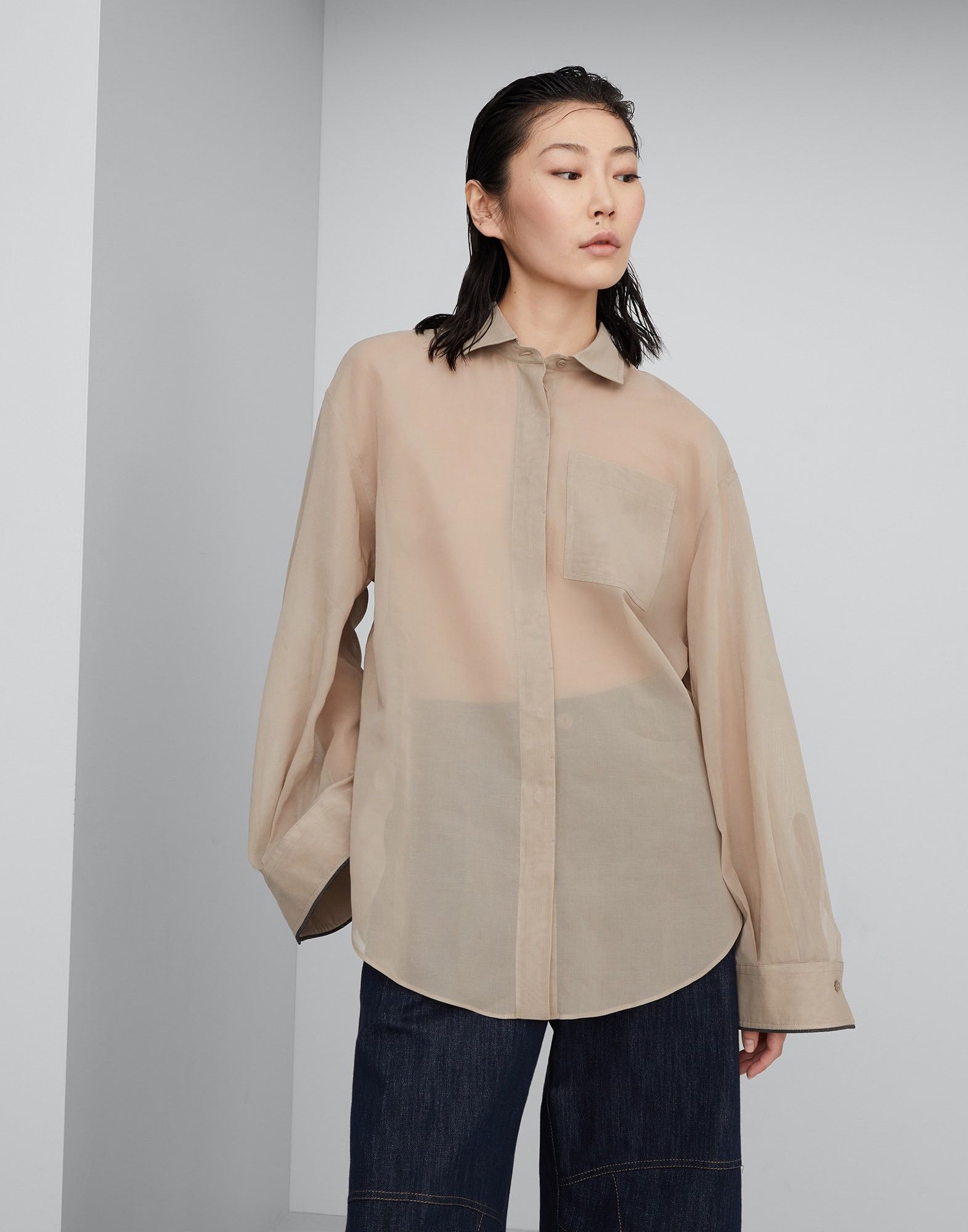 Brunello Cucinelli o1w1db10825 Blouse in Medium Brown Size XL / US 12-14 / IT 48-50 - 1 Thumbnail