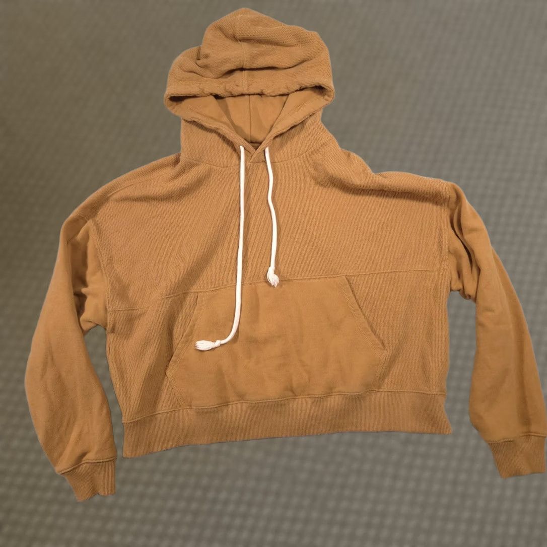 Vintage Aerie Hoodie Womens M Brown Waffle Knit Thermal Pullover Kangaroo Pocket Casual Fall Adults Mens Womens Size M / US 6-8 / IT 42-44 - 1 Thumbnail
