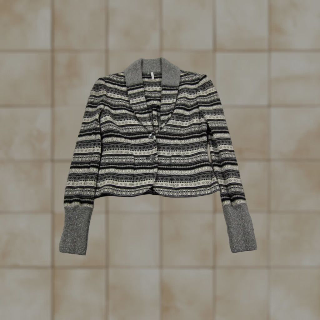 Vintage IISLI Blazer Womens Size 6 Gray White Wool Sweater Cardigan Jacket Casual 80s 90s Size M / US 6-8 / IT 42-44 - 1 Thumbnail