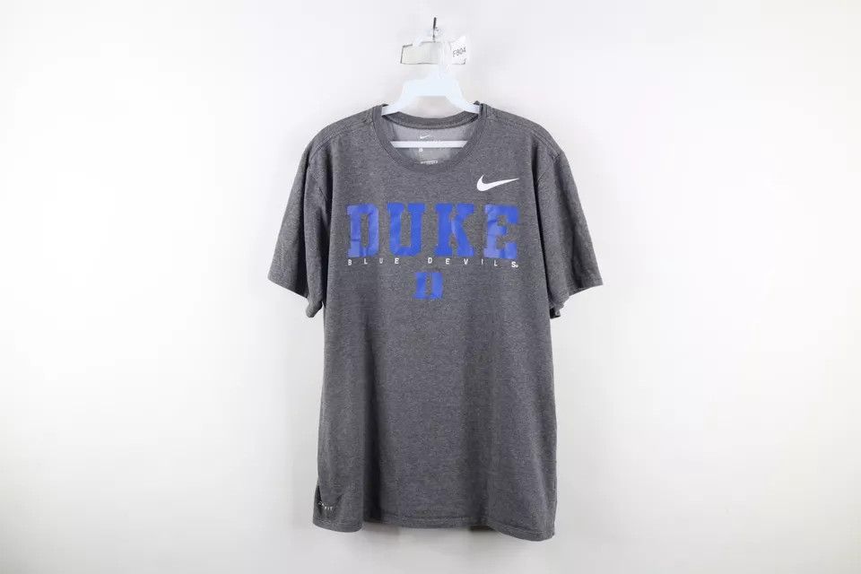 Nike × Vintage Nike Cut Spell Out Duke University Blue Devils T-Shirt Gray Size US L / EU 52-54 / 3 - 1 Thumbnail