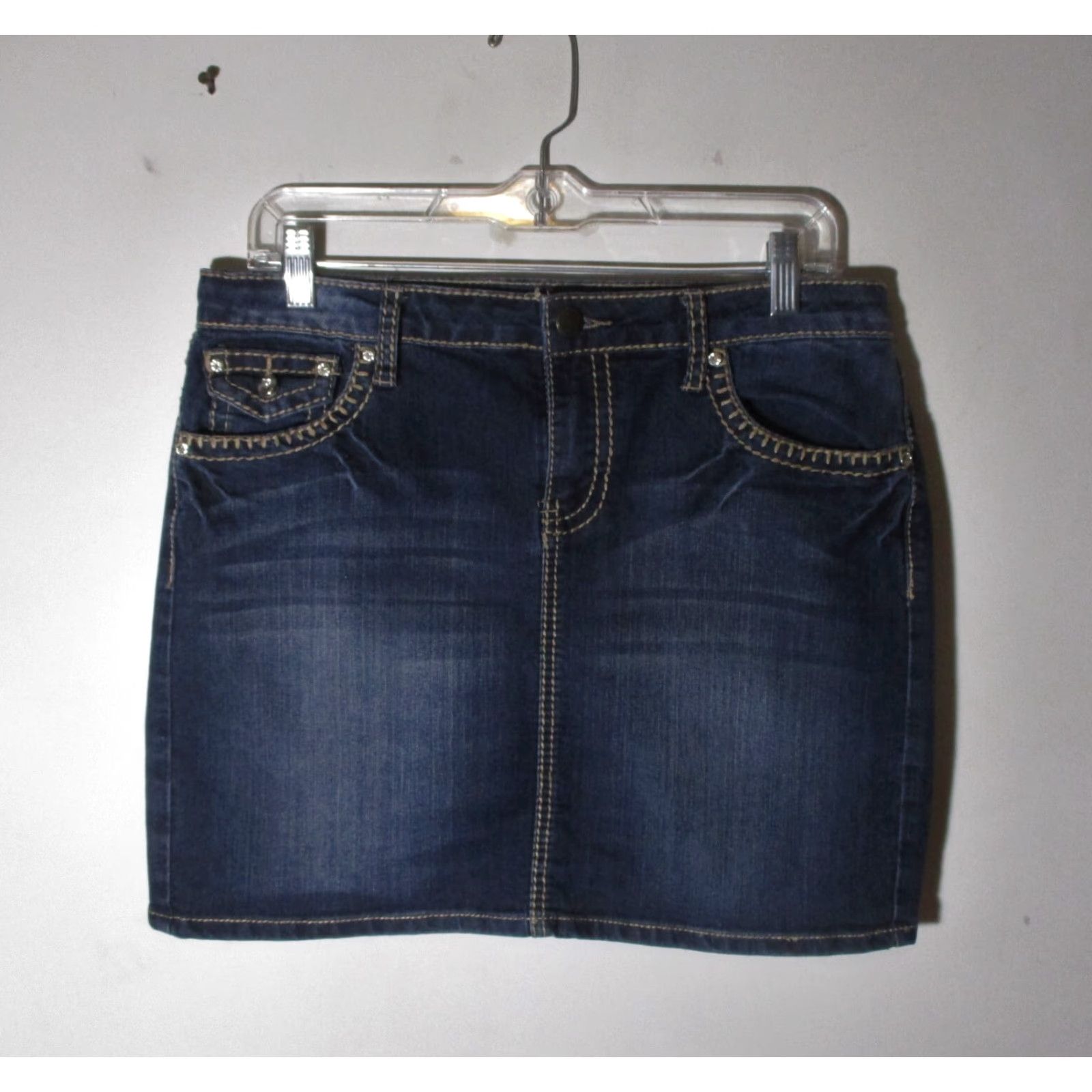 Vintage EARL JEAN Denim Skirt Size 10 Blue Beaded Size 32" / US 10 / IT 46 - 6 Thumbnail