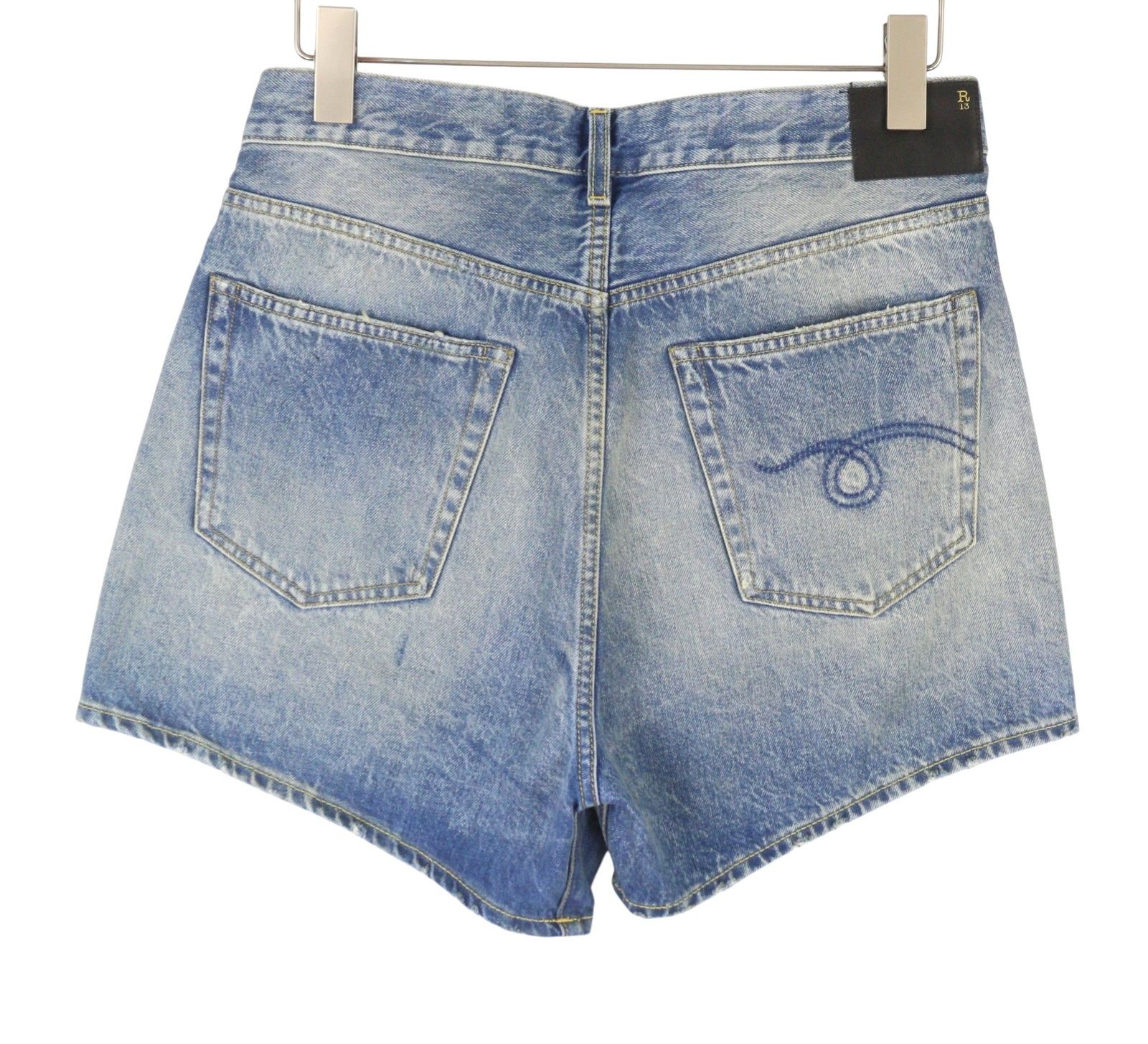 R13 CROSS OVER 28 Bain Blue Asymmetric PS26 Shorts 89416 Size 28" / US 6 / IT 42 - 4 Thumbnail