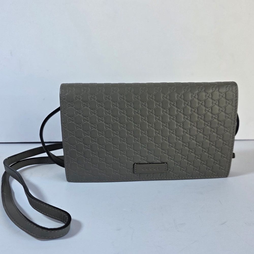 Gucci Gucci Wallet Crossbody Micro GG Grey Size ONE SIZE - 1 Thumbnail