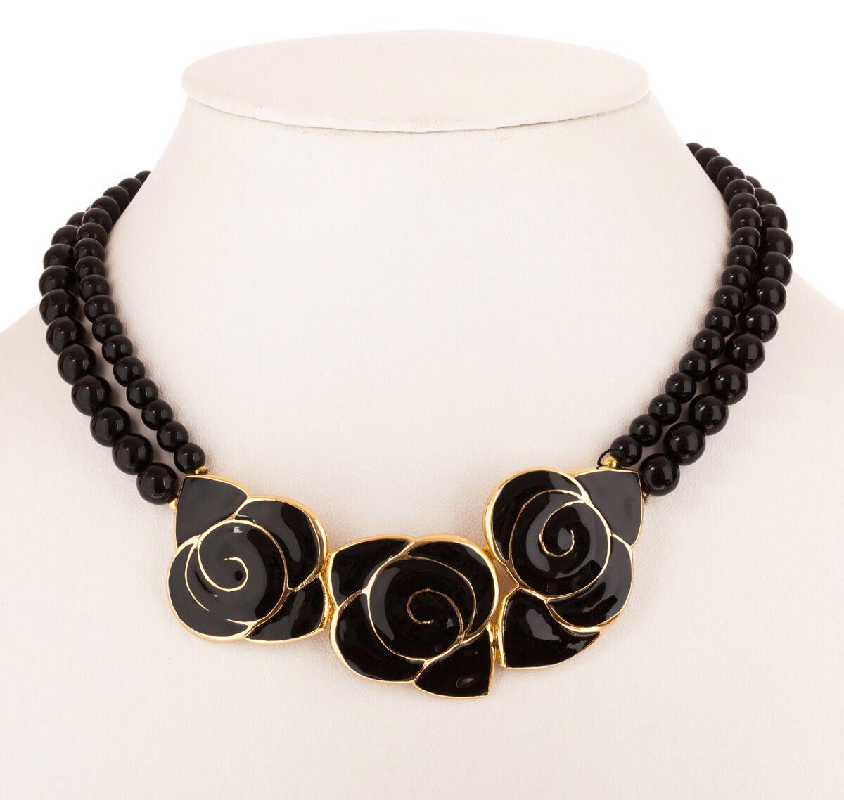 Balenciaga Balenciaga Black Enamel Flower Necklace Size ONE SIZE - 1 Thumbnail