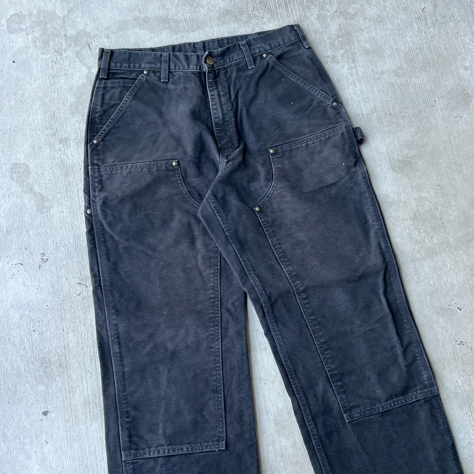Carhartt × Vintage Carhartt faded black double knee work wear carpenter pants Size US 31 - 2 Thumbnail