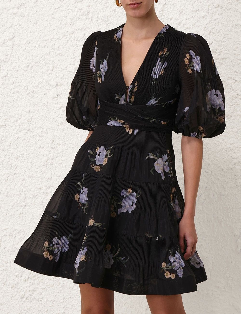Zimmermann oc11z0825 Pleated Mini Dress in Black Size L / US 10 / IT 46 - 2 Thumbnail