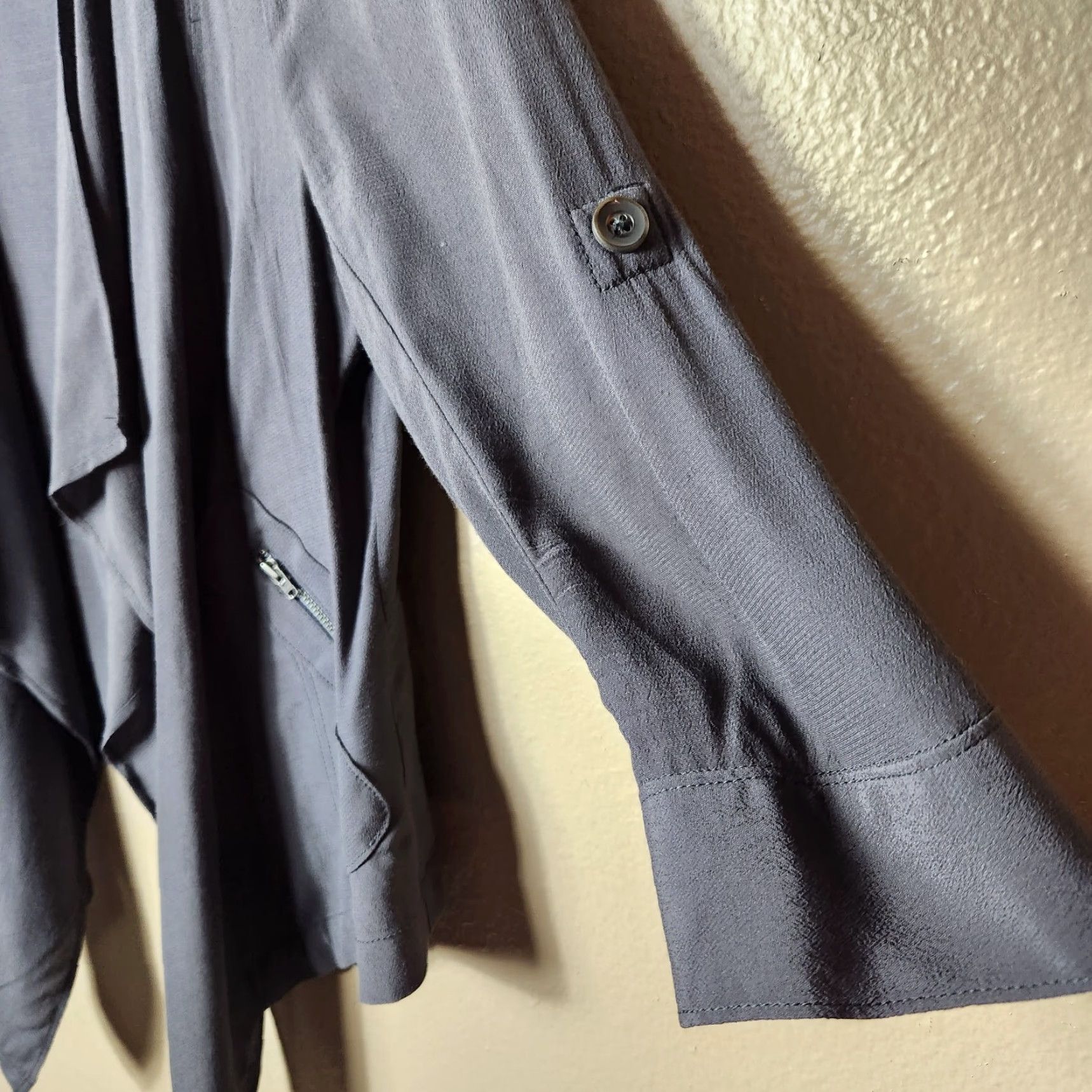 Anthropologie Anthropologie Jacket Women Open Waterfall Moto Style S Gray Rayon Elevenses Dark Gray Short Sweat? Size S / US 4 / IT 40 - 3 Thumbnail