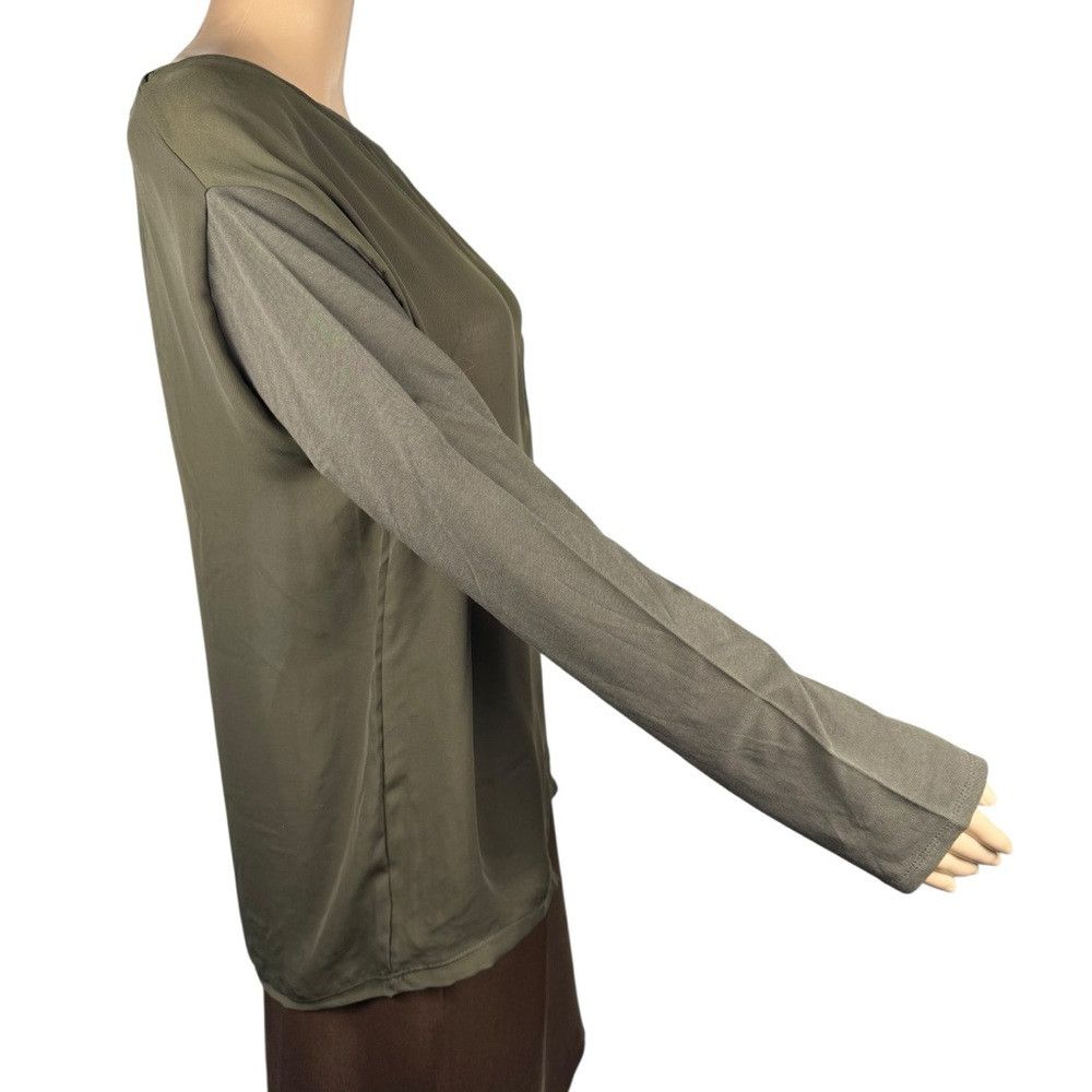 Zara NWT New Zara Cotton Blend Long Sleeve Olive Tee Size L Size L / US 10 / IT 46 - 9 Thumbnail