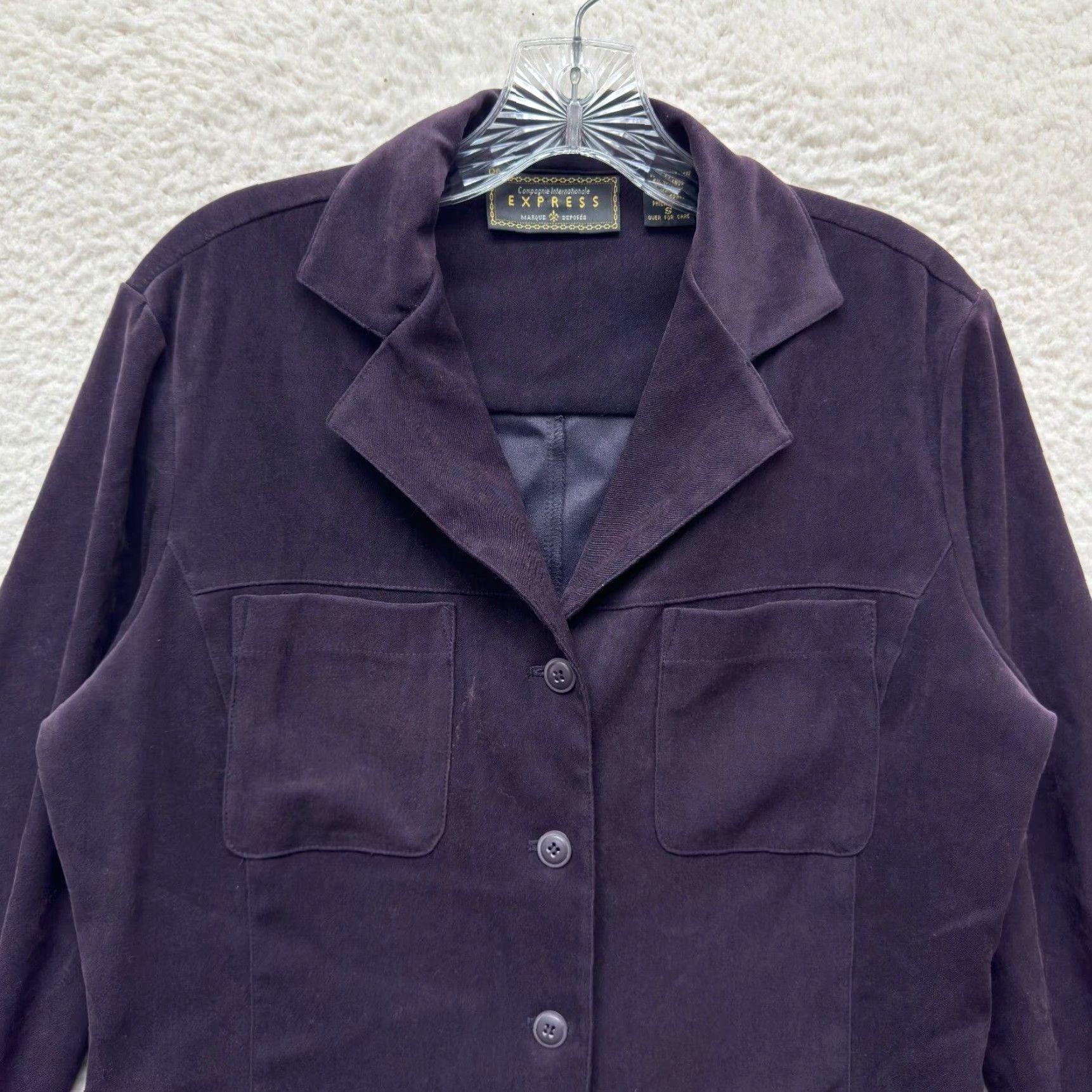 Express VINTAGE Express Shirt Womens 90s Purple Button Up Faux Suede M Size M / US 6-8 / IT 42-44 - 3 Thumbnail
