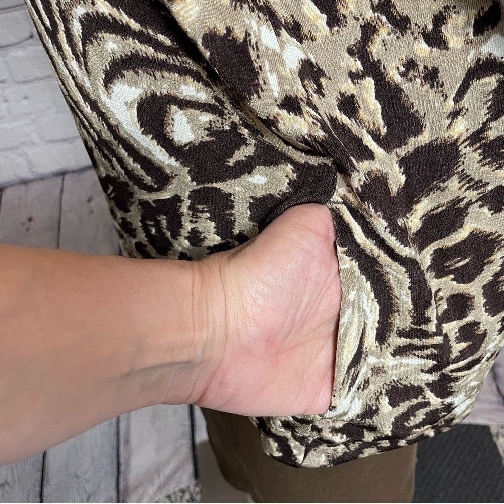 Chicos Chico's Travelers Open Front Animal Print Jacket Cardigan S Size XL / US 12-14 / IT 48-50 - 7 Thumbnail