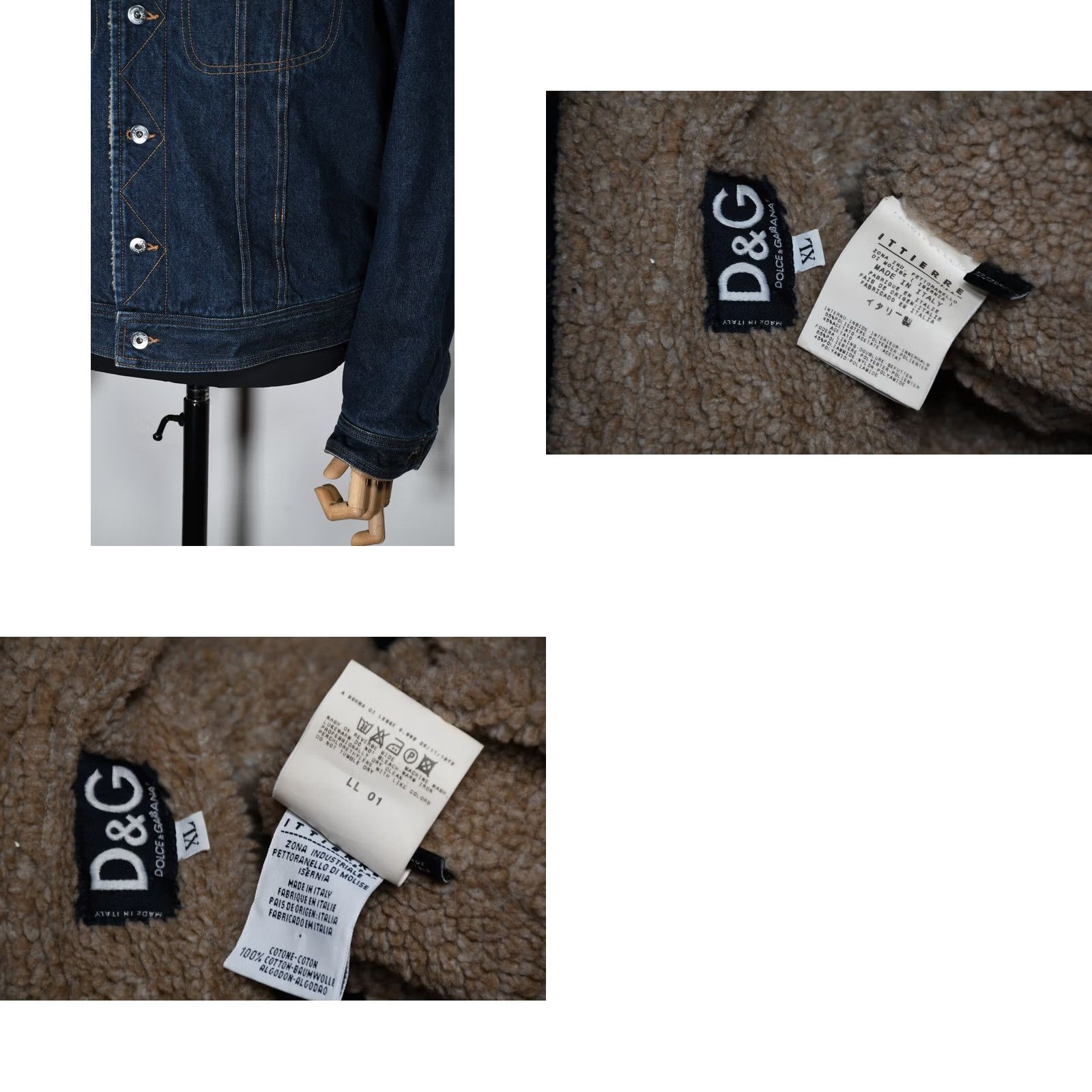Dolce & Gabbana DOLCE&GABBANA Blue Denim Sherpa Cropped Jacket XL Men Denim Jacket Blues 90s Jeans style, Casual, Button 100% Cotton Blue Mens XL - Vintage? Size US XL / EU 56 / 4 - 8 Thumbnail
