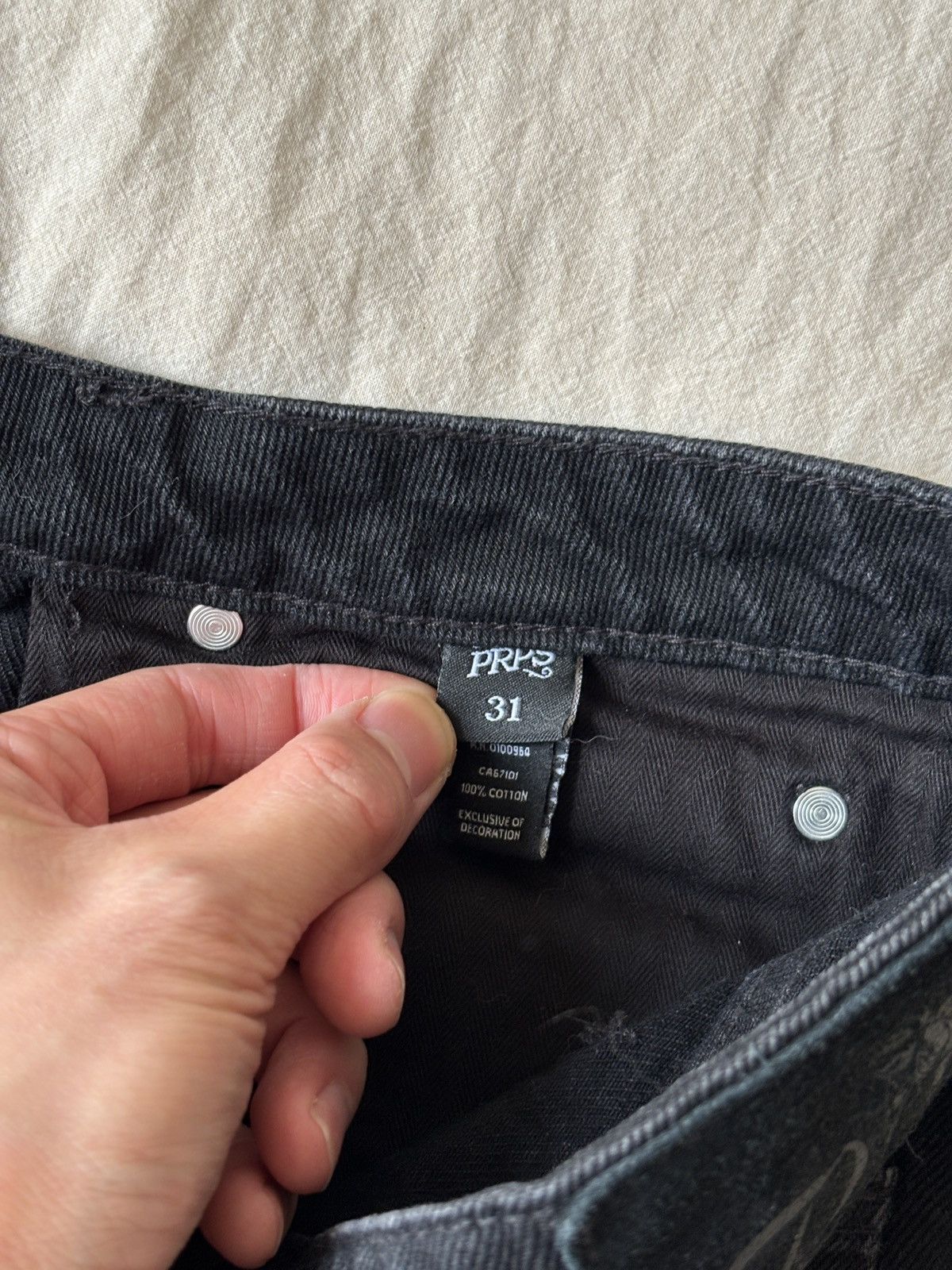 Prps PRPS Black Wide Leg Relaxed Denim Jeans Size US 31 - 6 Thumbnail